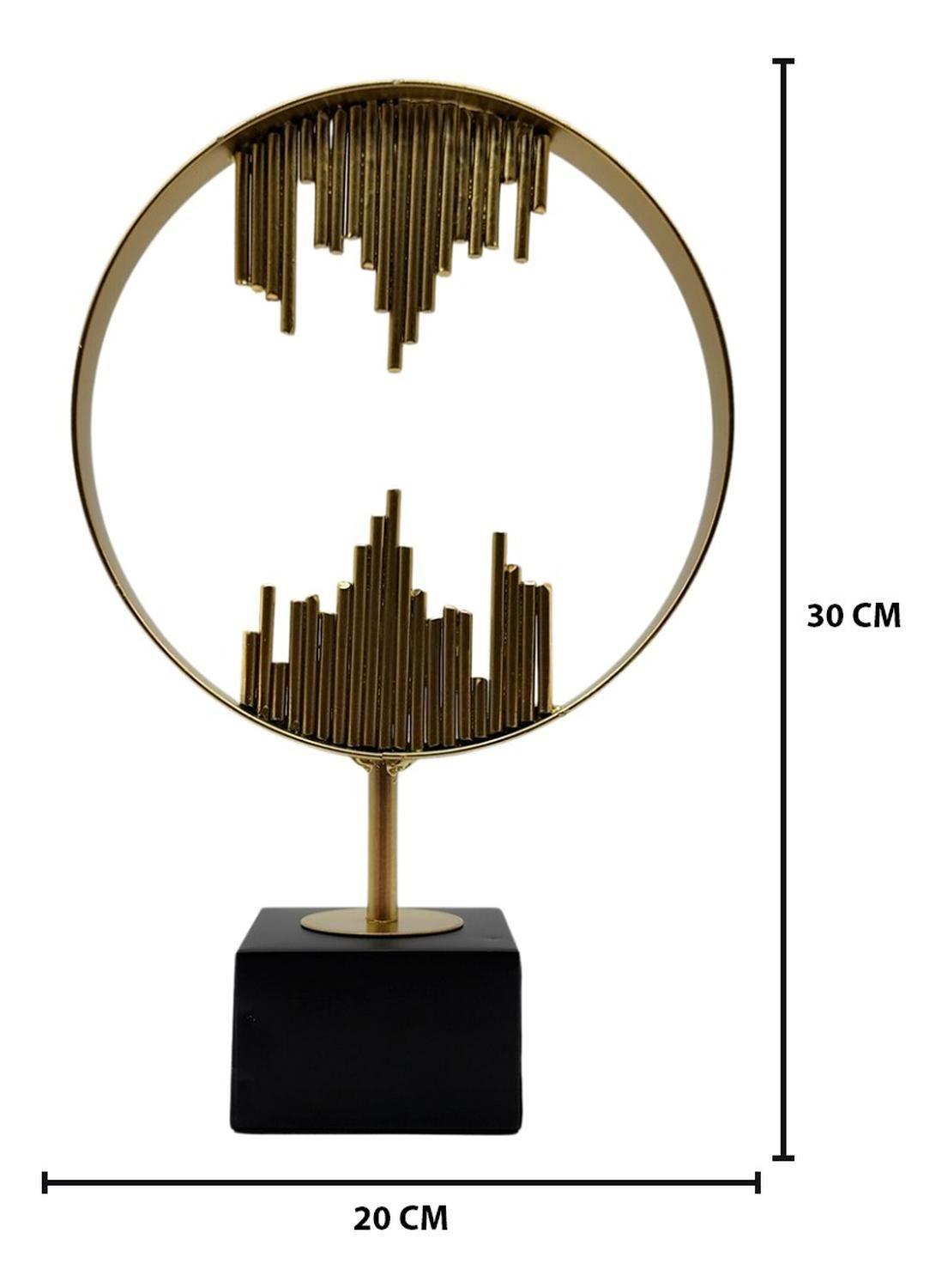 Tótem Decorativo Circunferencia Dorado Con Soporte-3