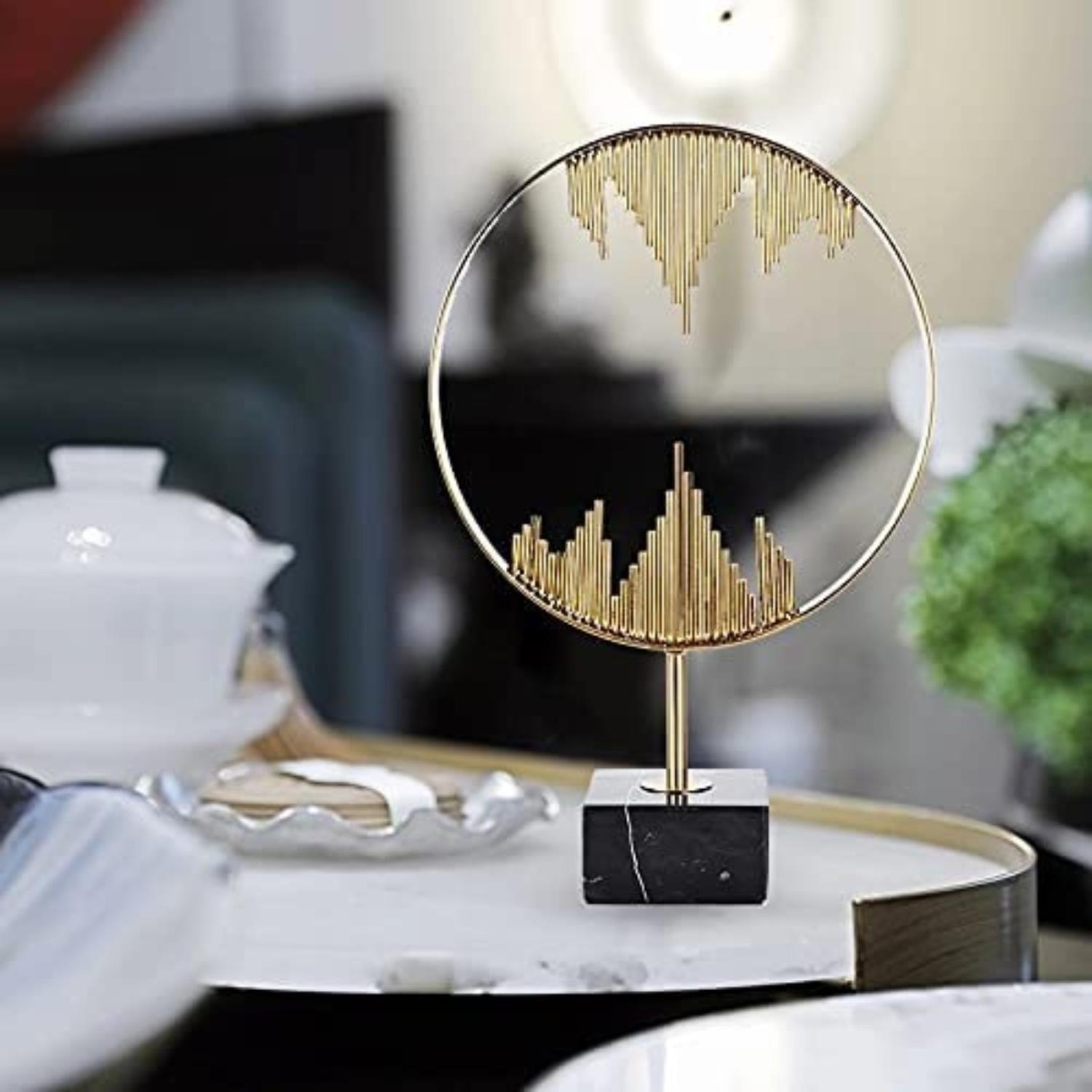 Tótem Decorativo Circunferencia Dorado Con Soporte-4
