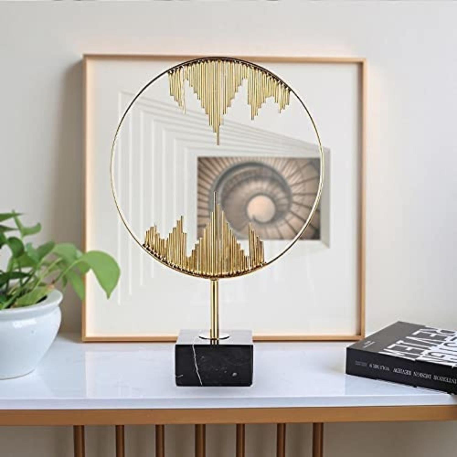 Tótem Decorativo Circunferencia Dorado Con Soporte-6