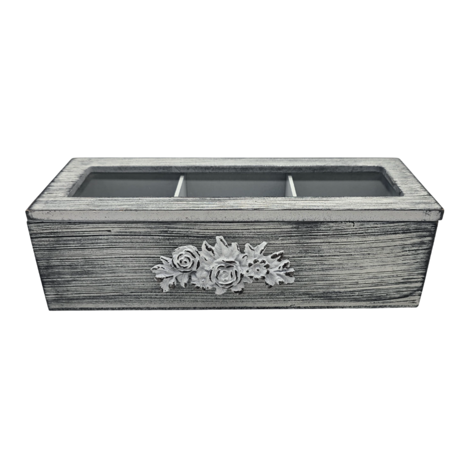 Caja De Te Porta Te Caja De Madera Para Te Gris 3 Divisiones-5