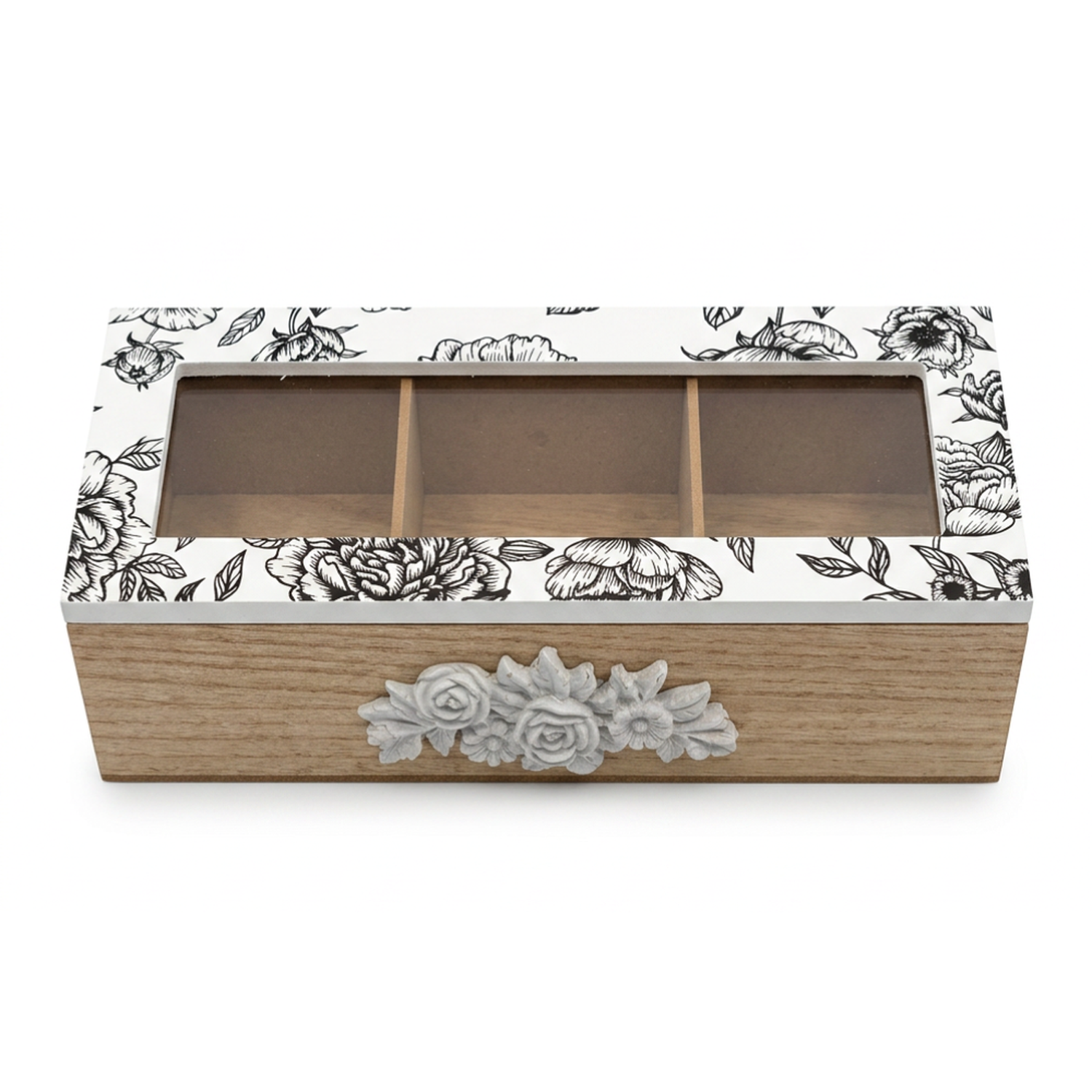 Caja De Te Porta Te Caja De Madera Para Te Gris 3 Divisiones-2
