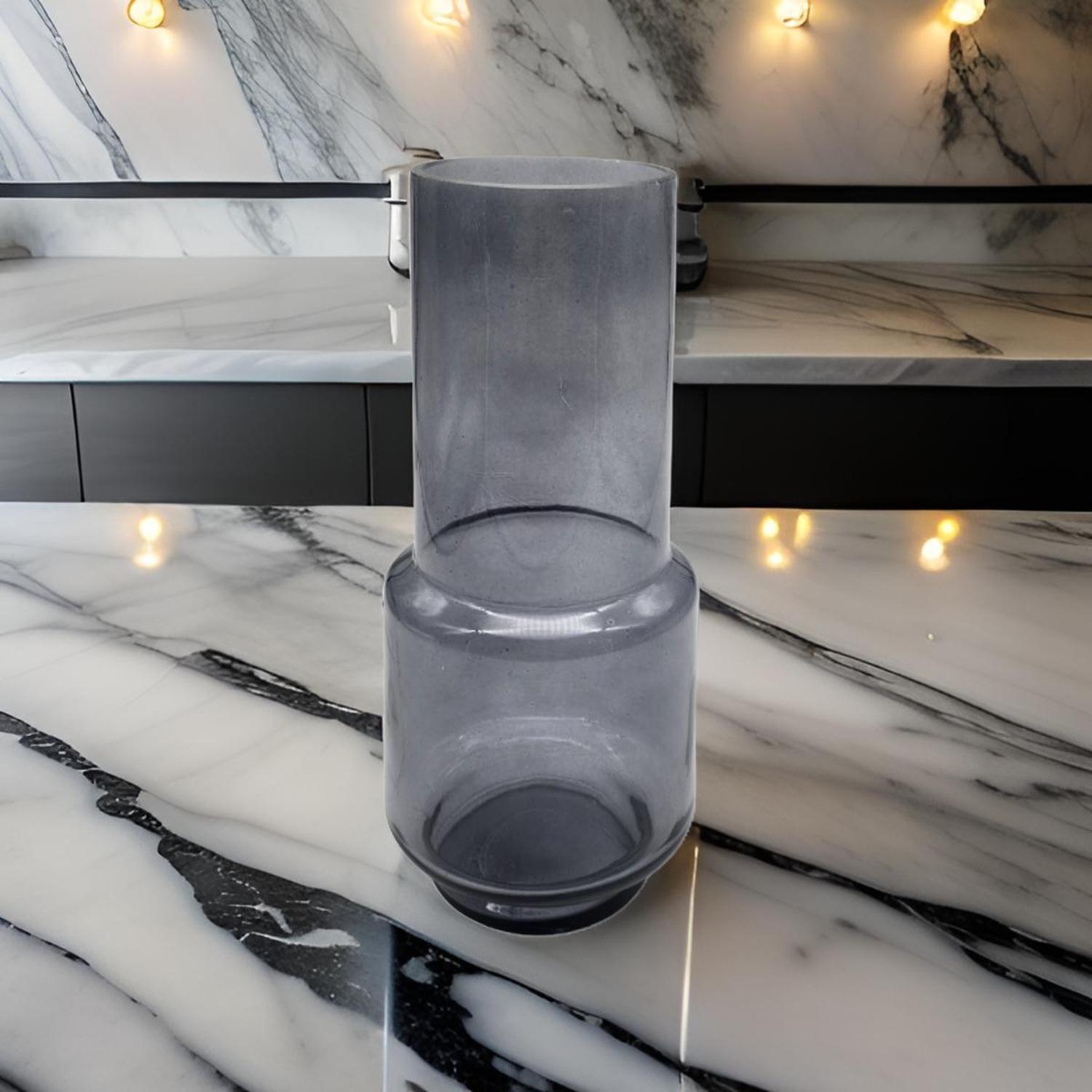 Florero Decorativo De Vidrio Cristal Con Diseño Tonos Gris-2