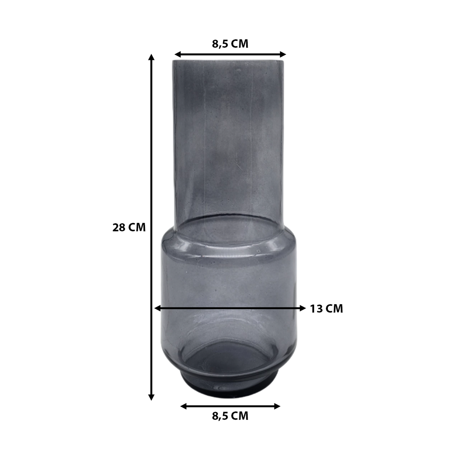 Florero Decorativo De Vidrio Cristal Con Diseño Tonos Gris-3