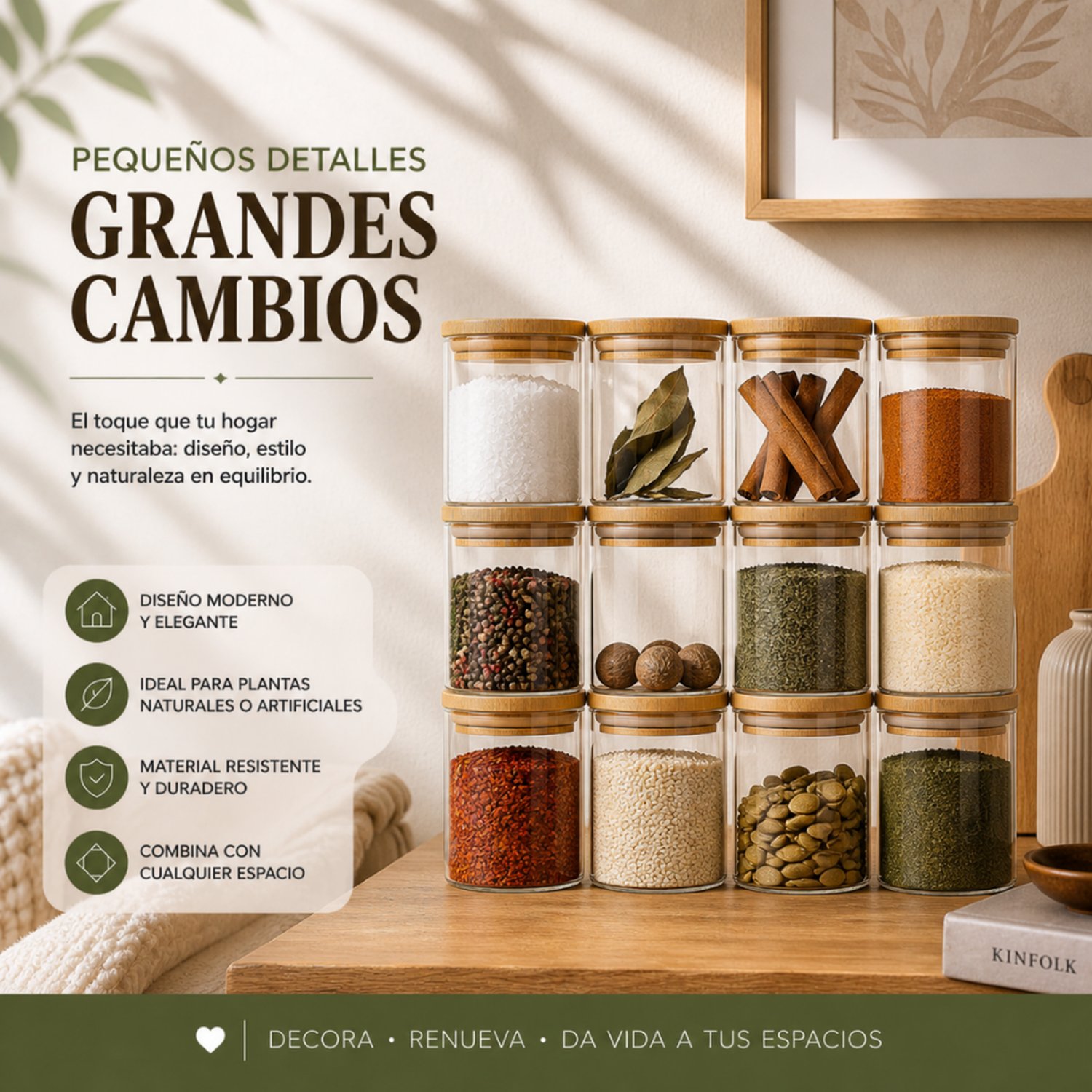 Set 12 Frascos de Especias Condimentos Con Tapa Bambu Cocina-3