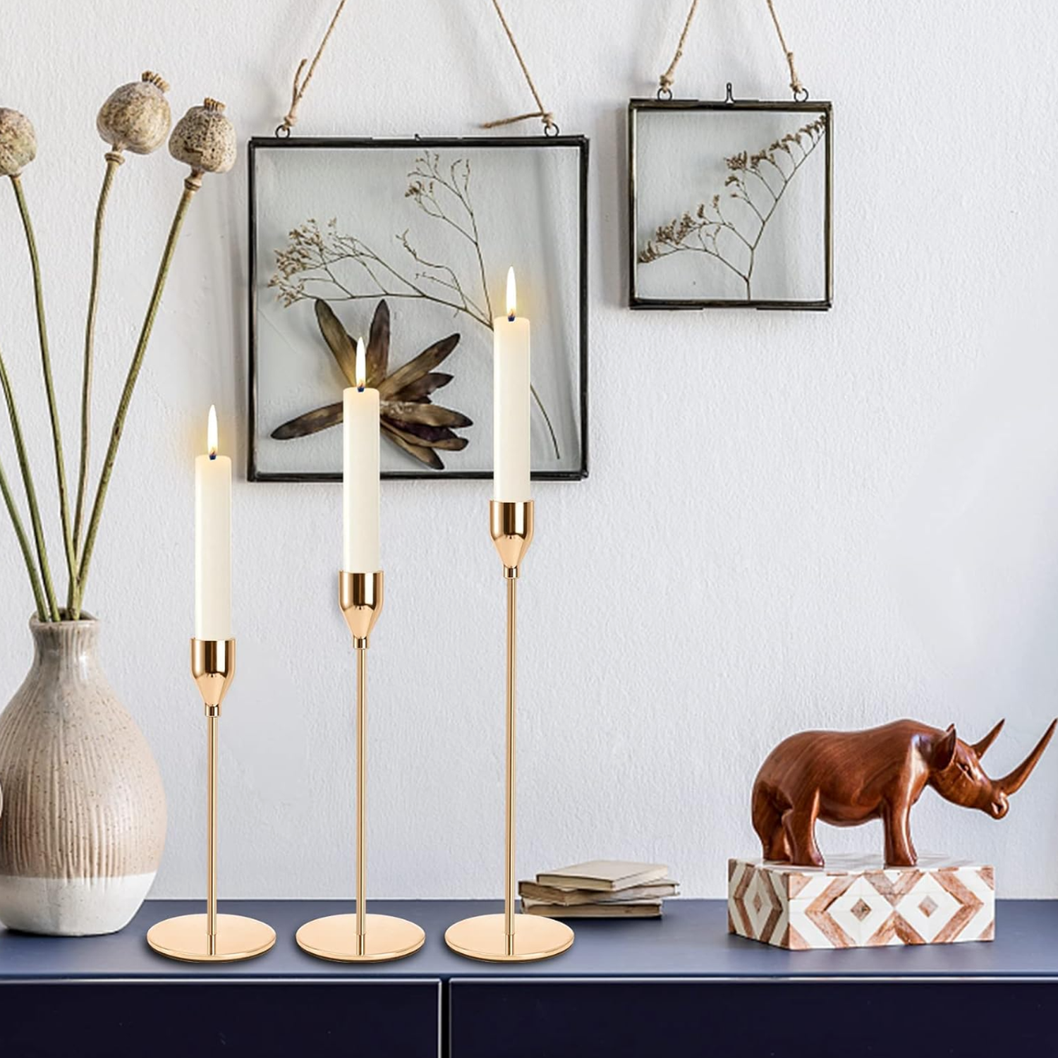 Set 3 Candelabros Porta Velas Dorado Decora Centro De Mesa-7