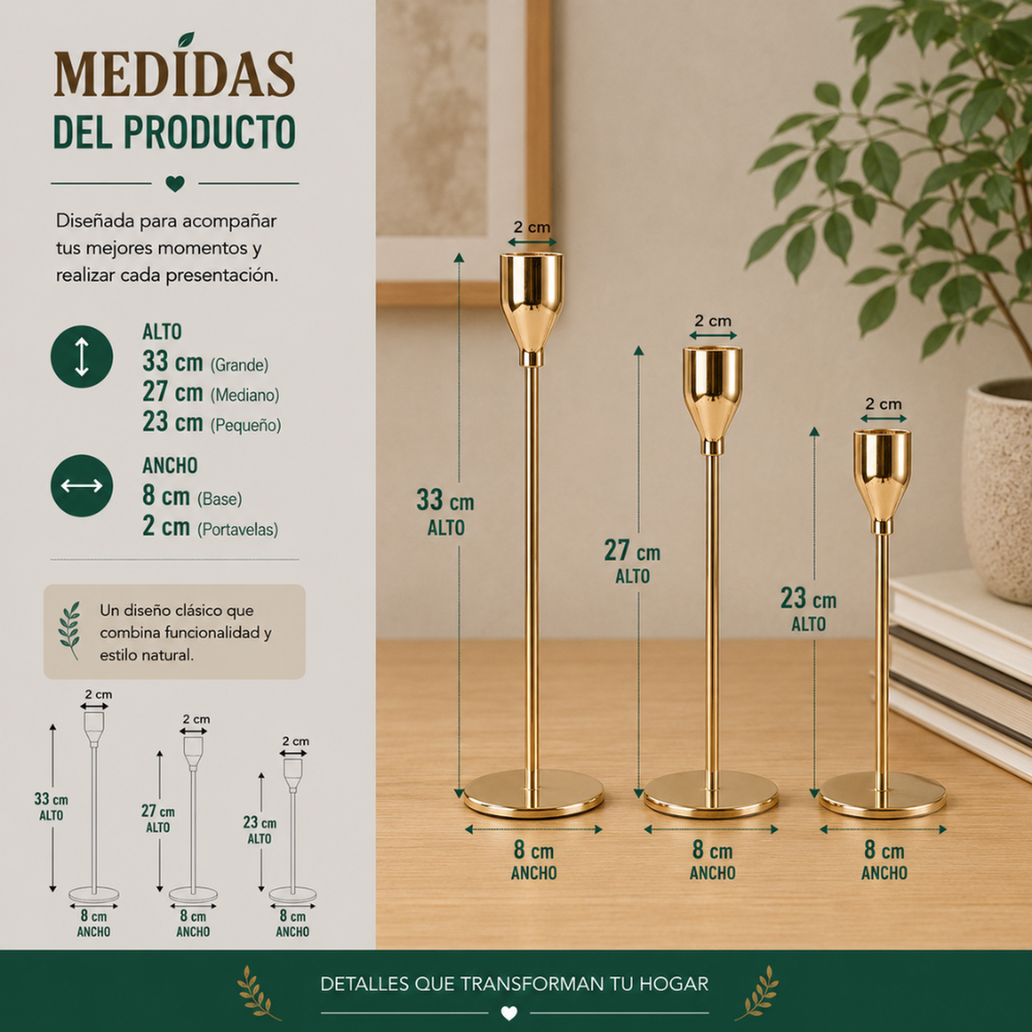 Set 3 Candelabros Porta Velas Dorado Decora Centro De Mesa-6
