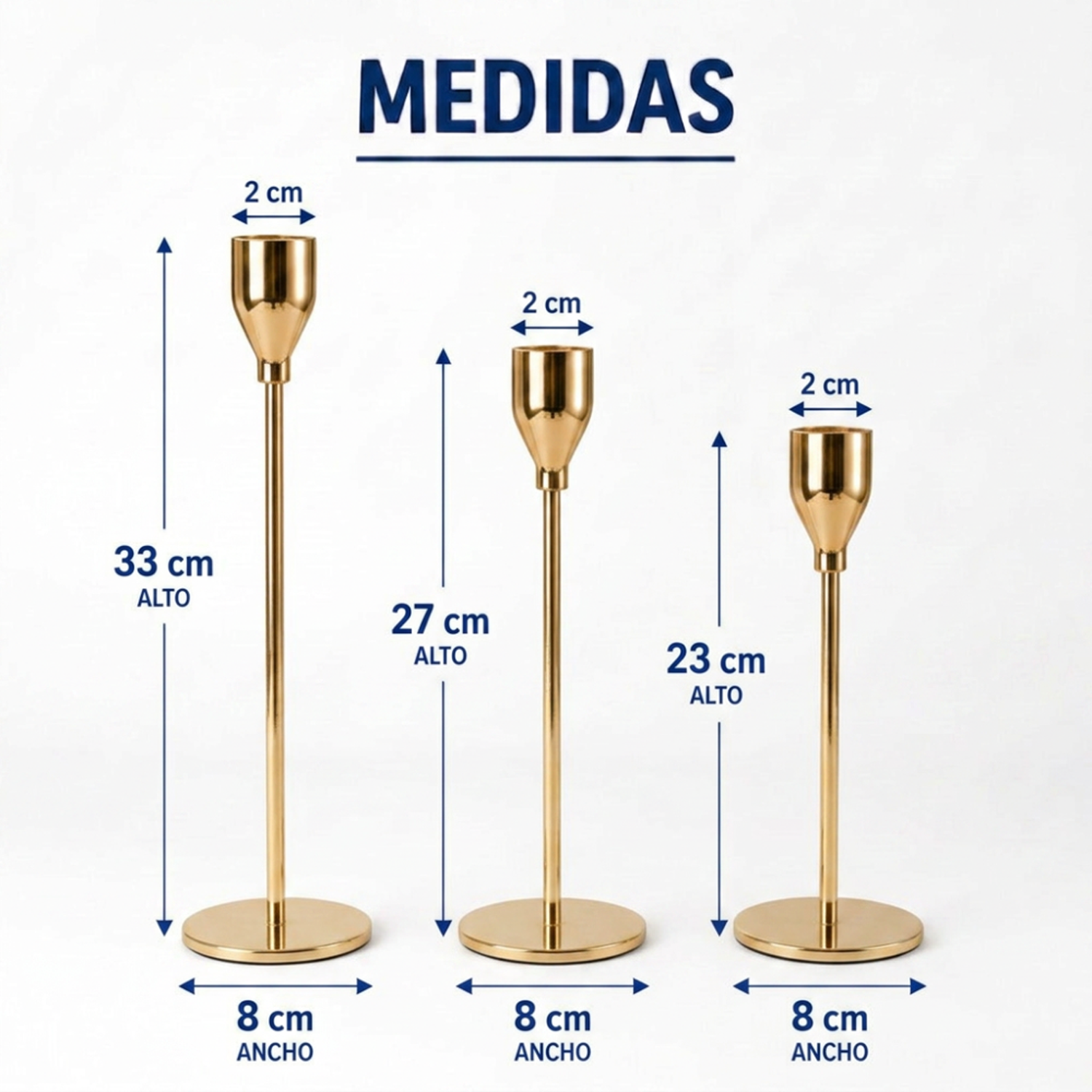 Set 3 Candelabros Porta Velas Dorado Decora Centro De Mesa-8