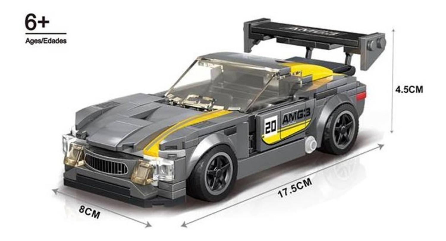 Auto De Carrera Deportivo Armable Gris Amarillo-2