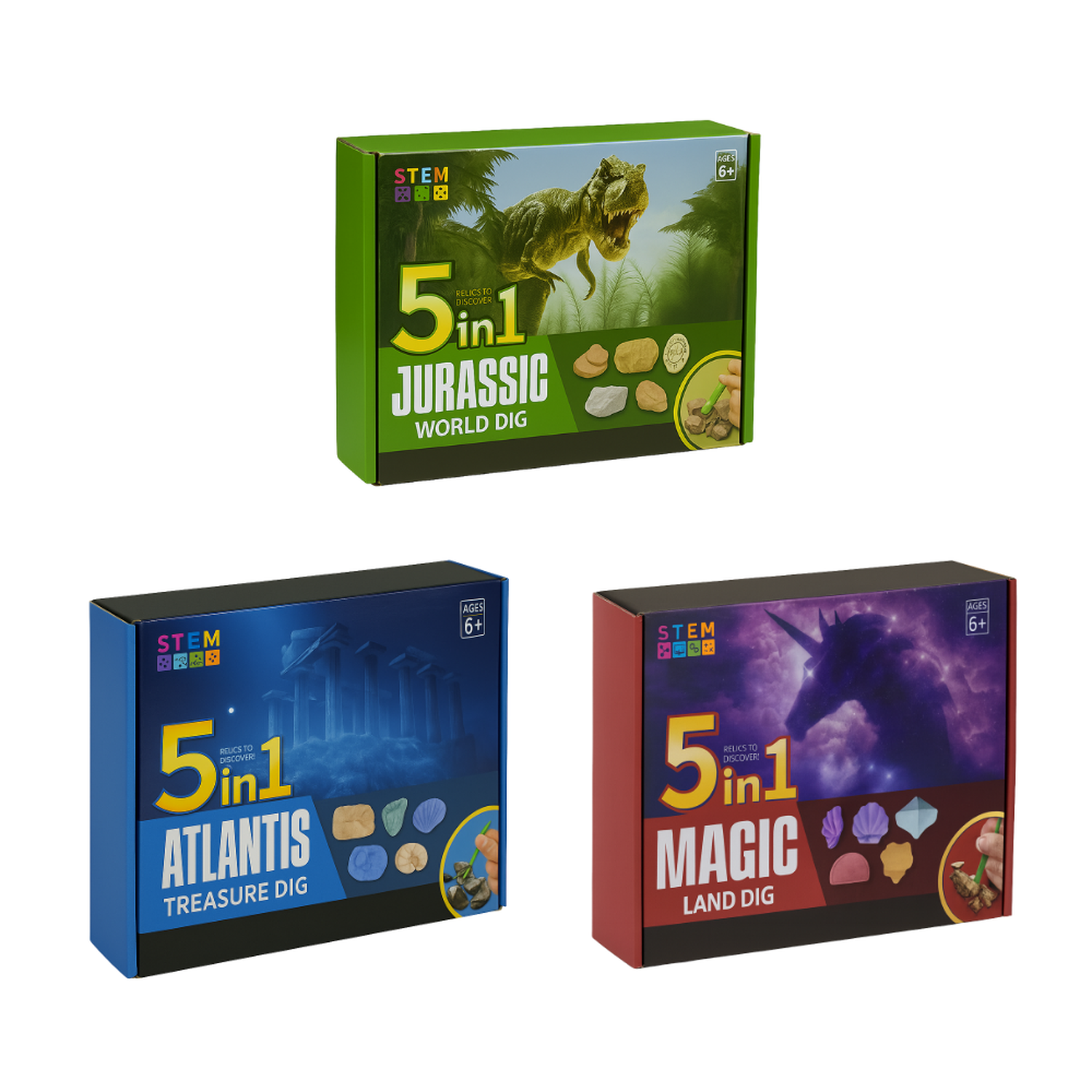 Kit De Excavación Jurassic 5 En 1 Juguete Educativo Infantil-6