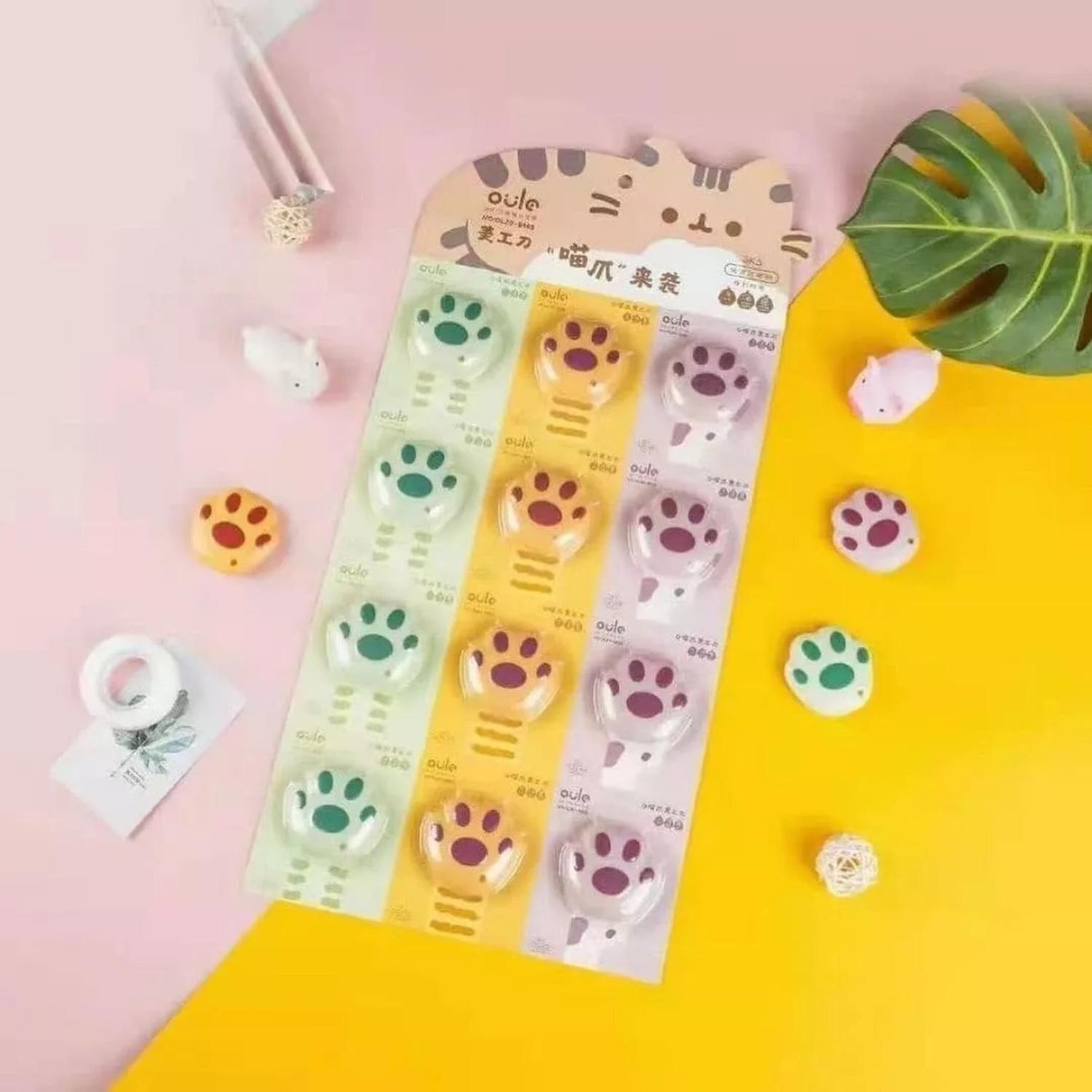 Set Docena Corta Carton Cutter Patita De Gato Kawaii Cute-0