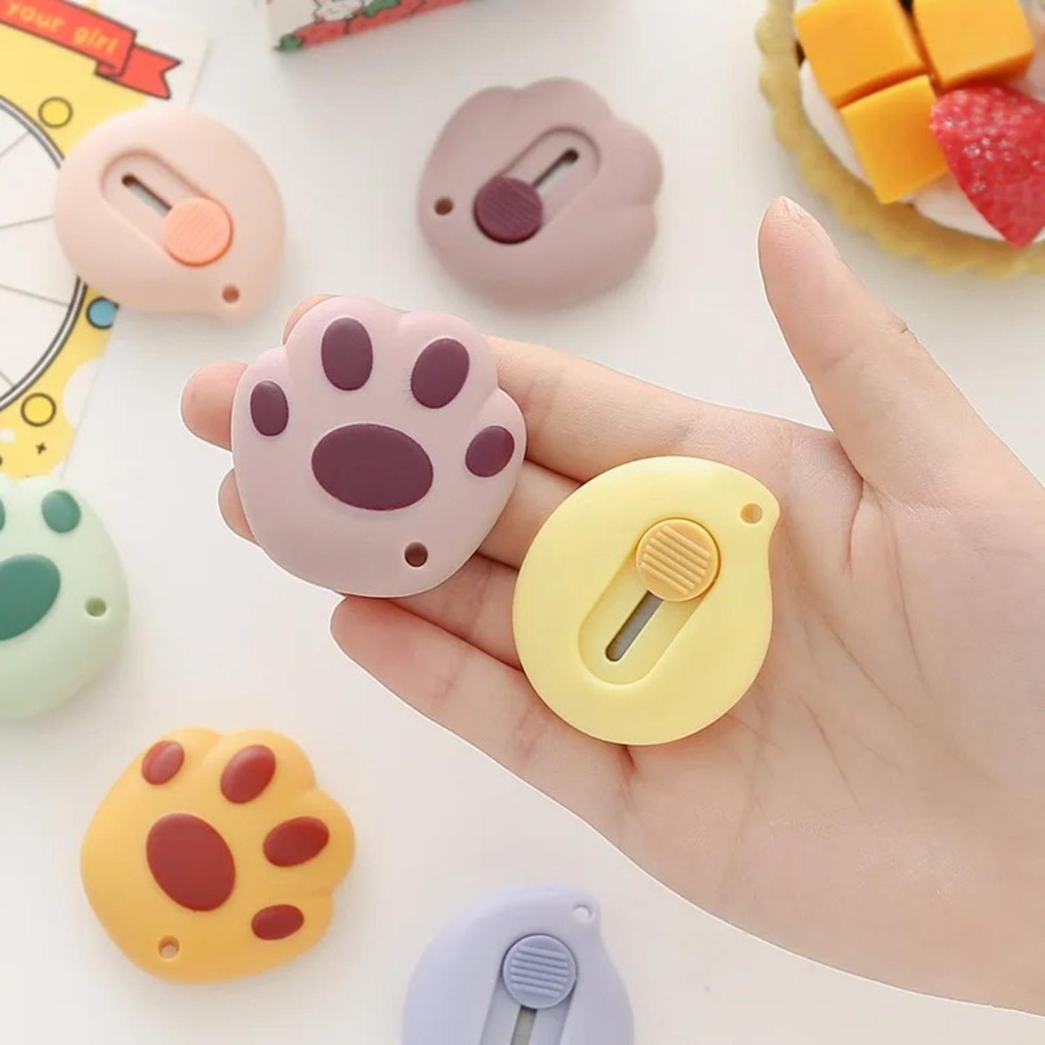Set Docena Corta Carton Cutter Patita De Gato Kawaii Cute-3