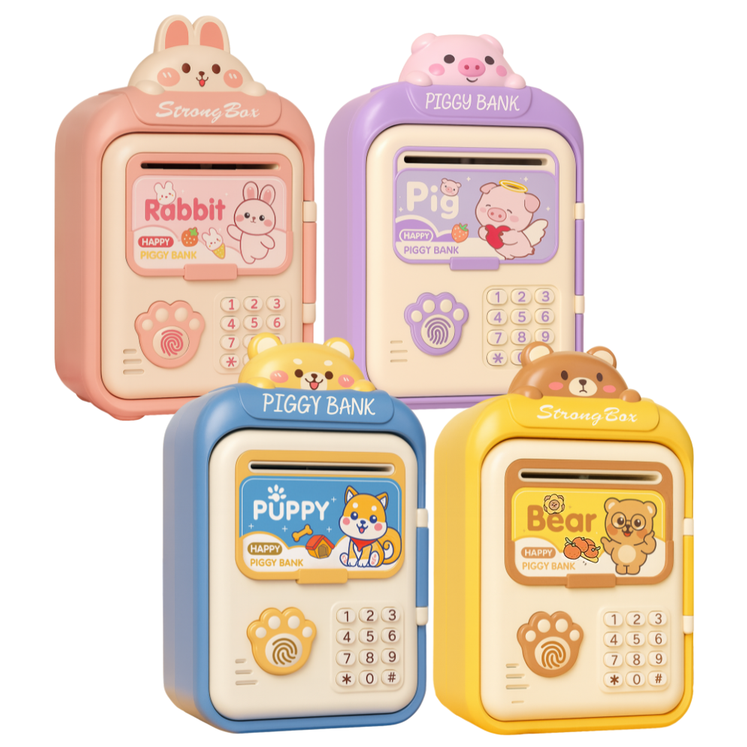 Alcancía Gato Caja Fuerte Kawaii Contraseña Sonido Y Huella-3