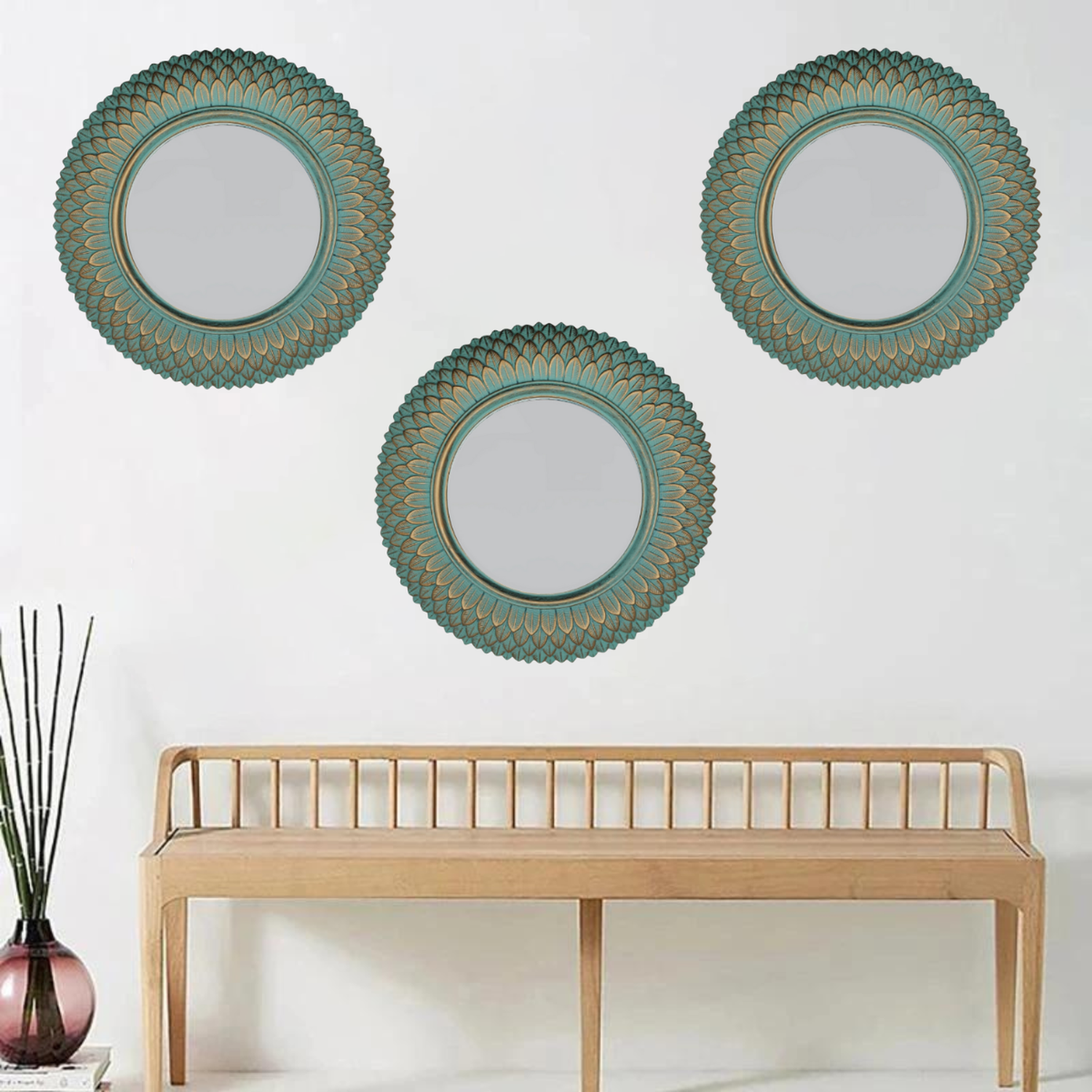 Set 3 Marcos De Espejos Redondos Calipso Para Decorar Hogar-1