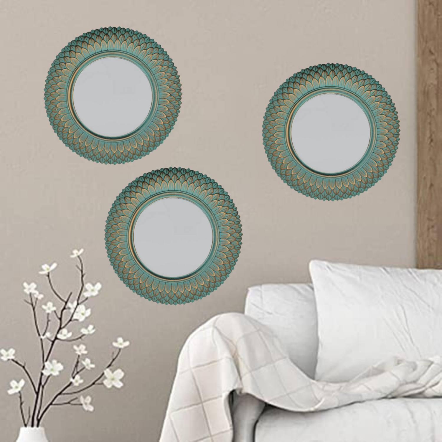 Set 3 Marcos De Espejos Redondos Calipso Para Decorar Hogar-2