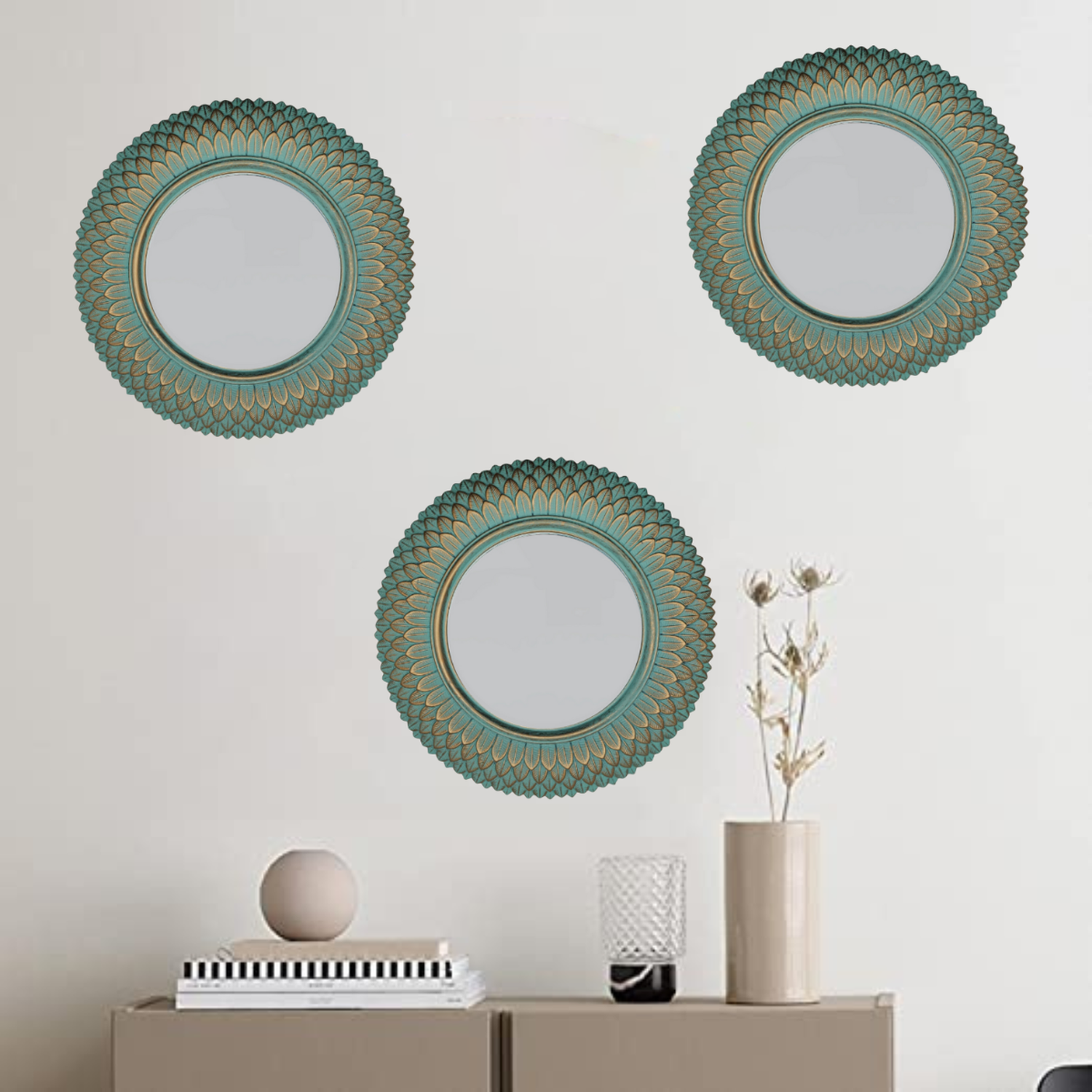 Set 3 Marcos De Espejos Redondos Calipso Para Decorar Hogar-3