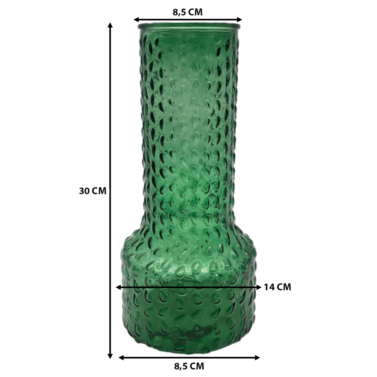 Florero Decorativo De Vidrio Con Diseño Base Ancha Verde 30-2