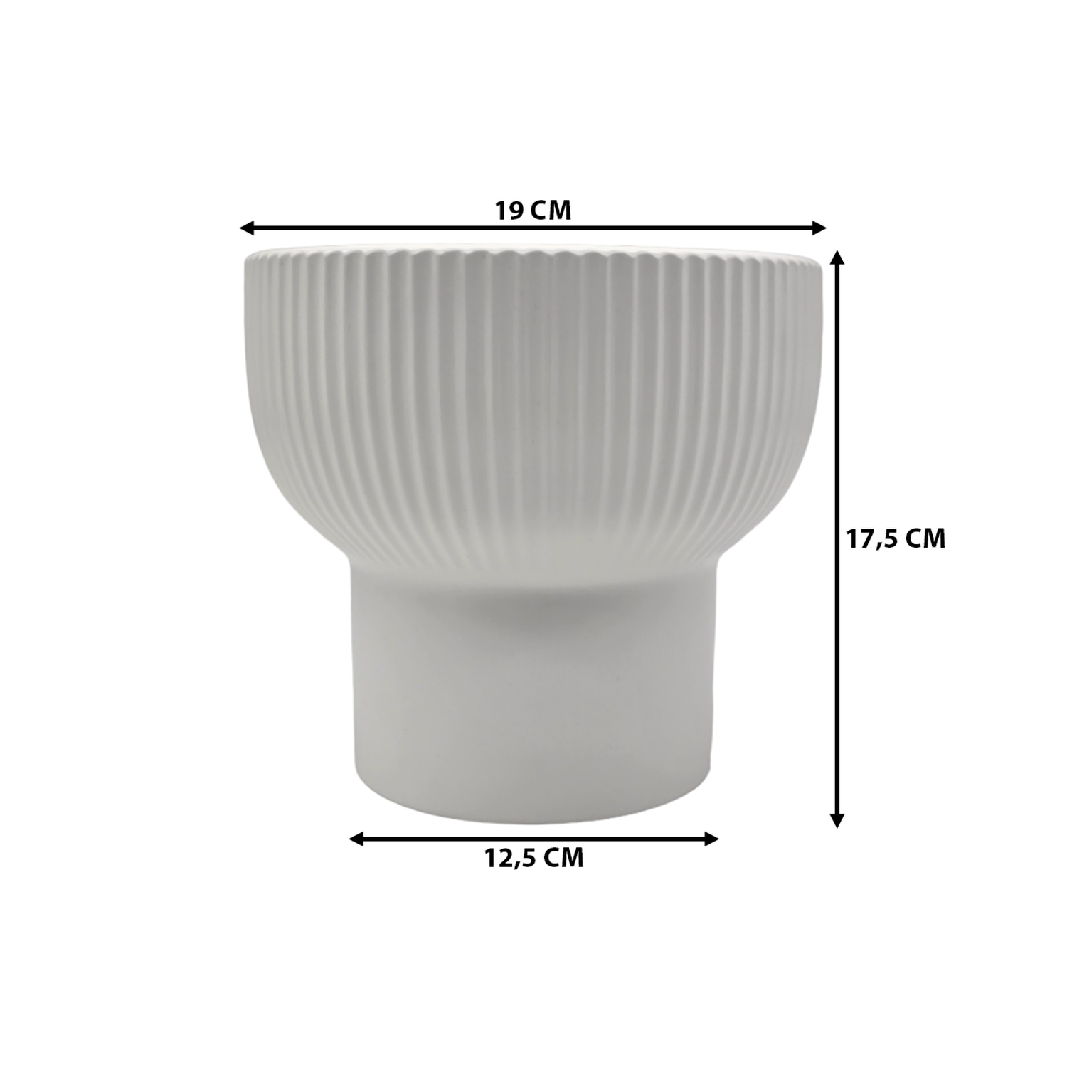 Macetero Maceta De Ceramica Copon Lineas Blanco Mate M-5