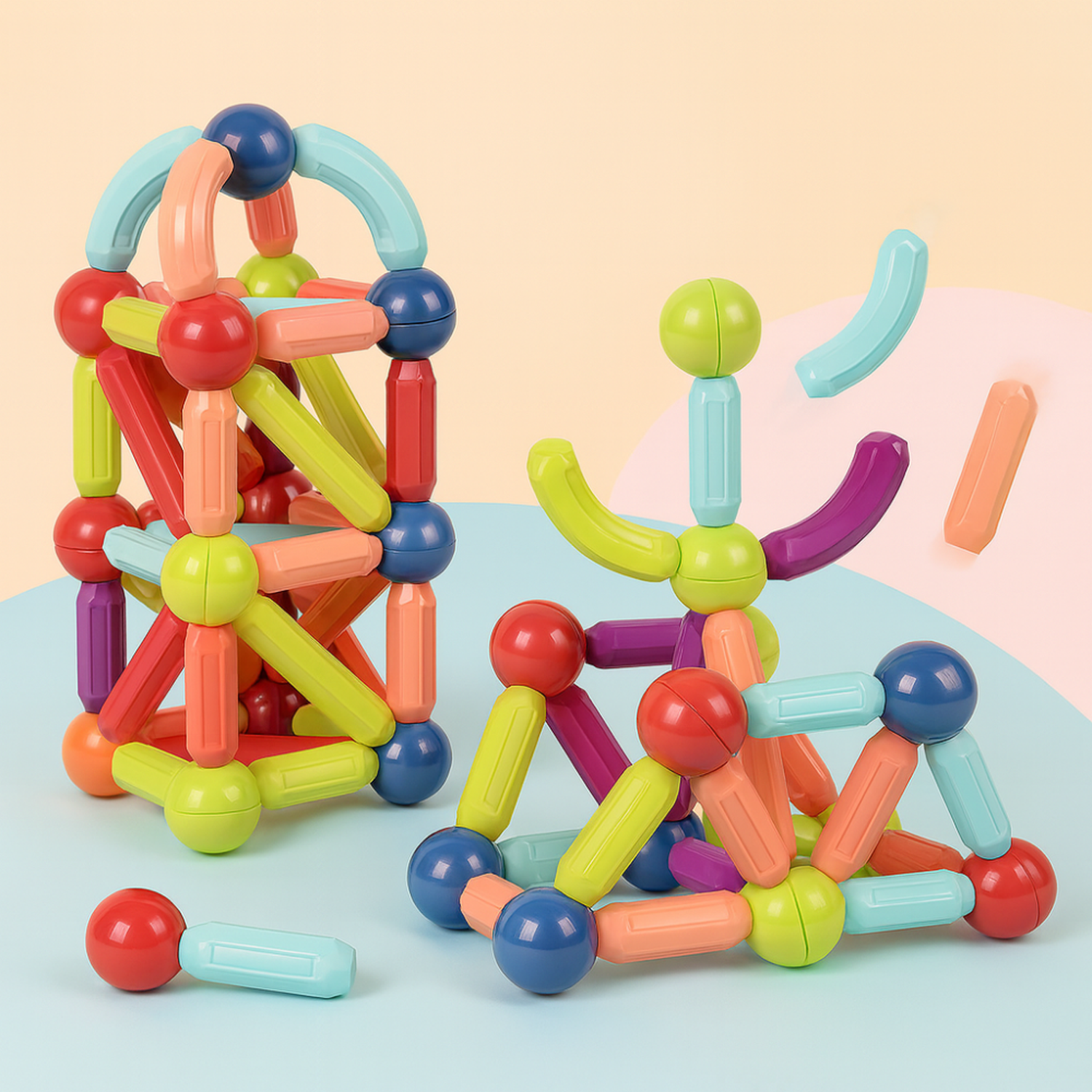 Juego Varillas de Construccion Magnetico Didactico 164 Piezas-4