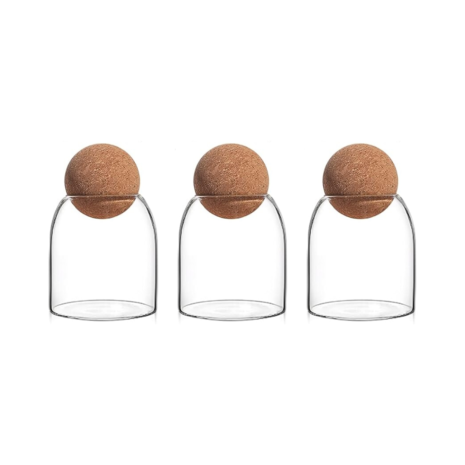 Set 3 Botellas Frascos Vidrio Transparente Tapa De Corcho S-0