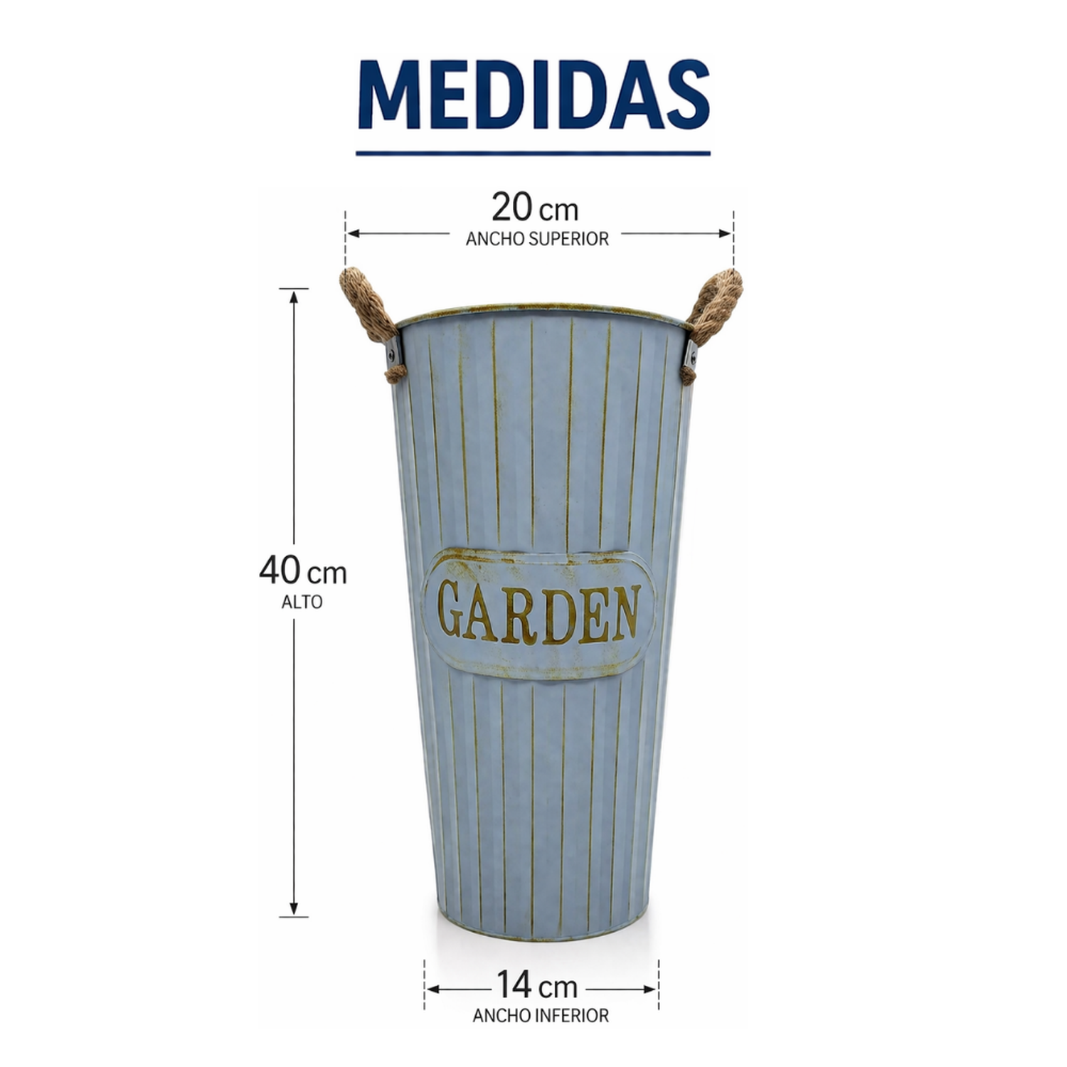 Set 2 Macetero Metalico Decorativo Celeste Tipo Florero XL-8