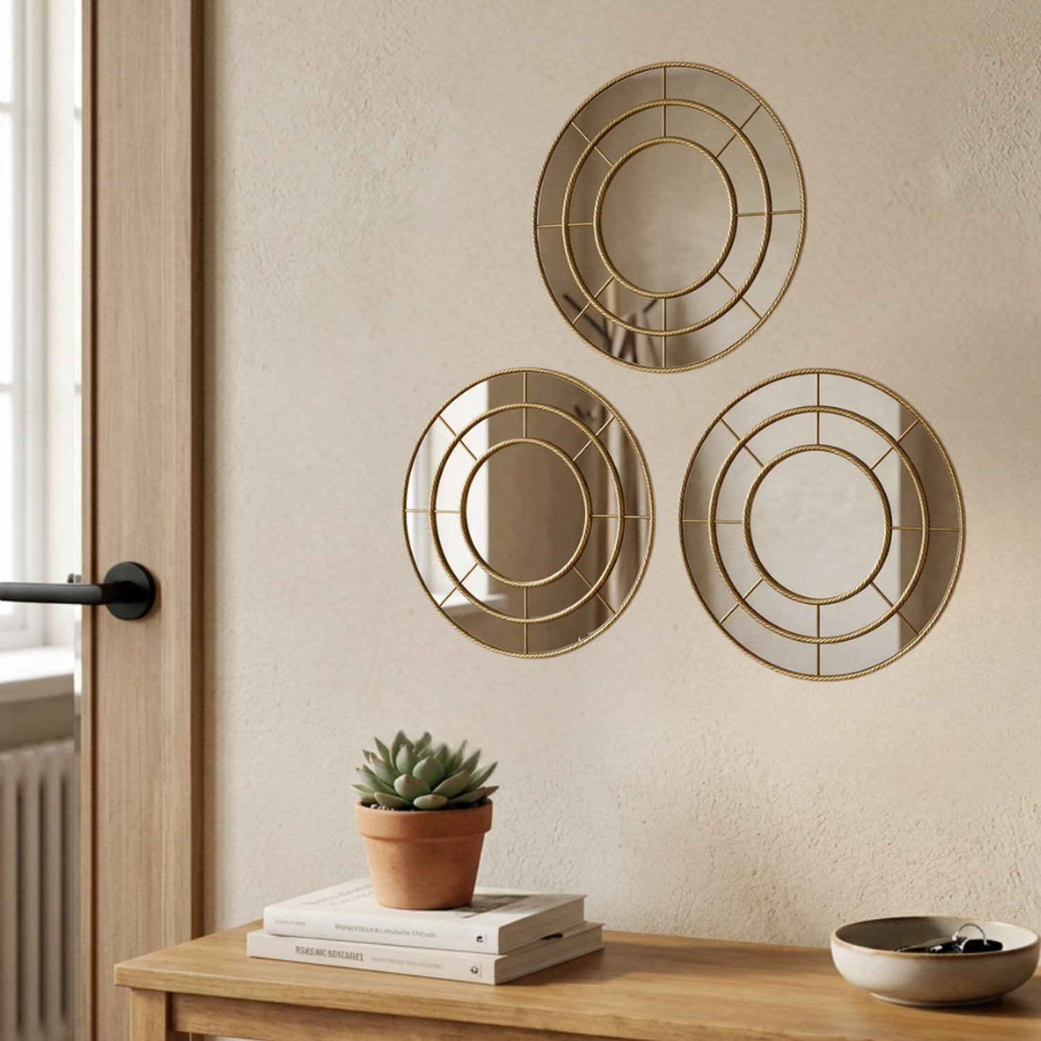 Set 3 Marcos de Espejos Redondos Modernos Decorativos Pared-2