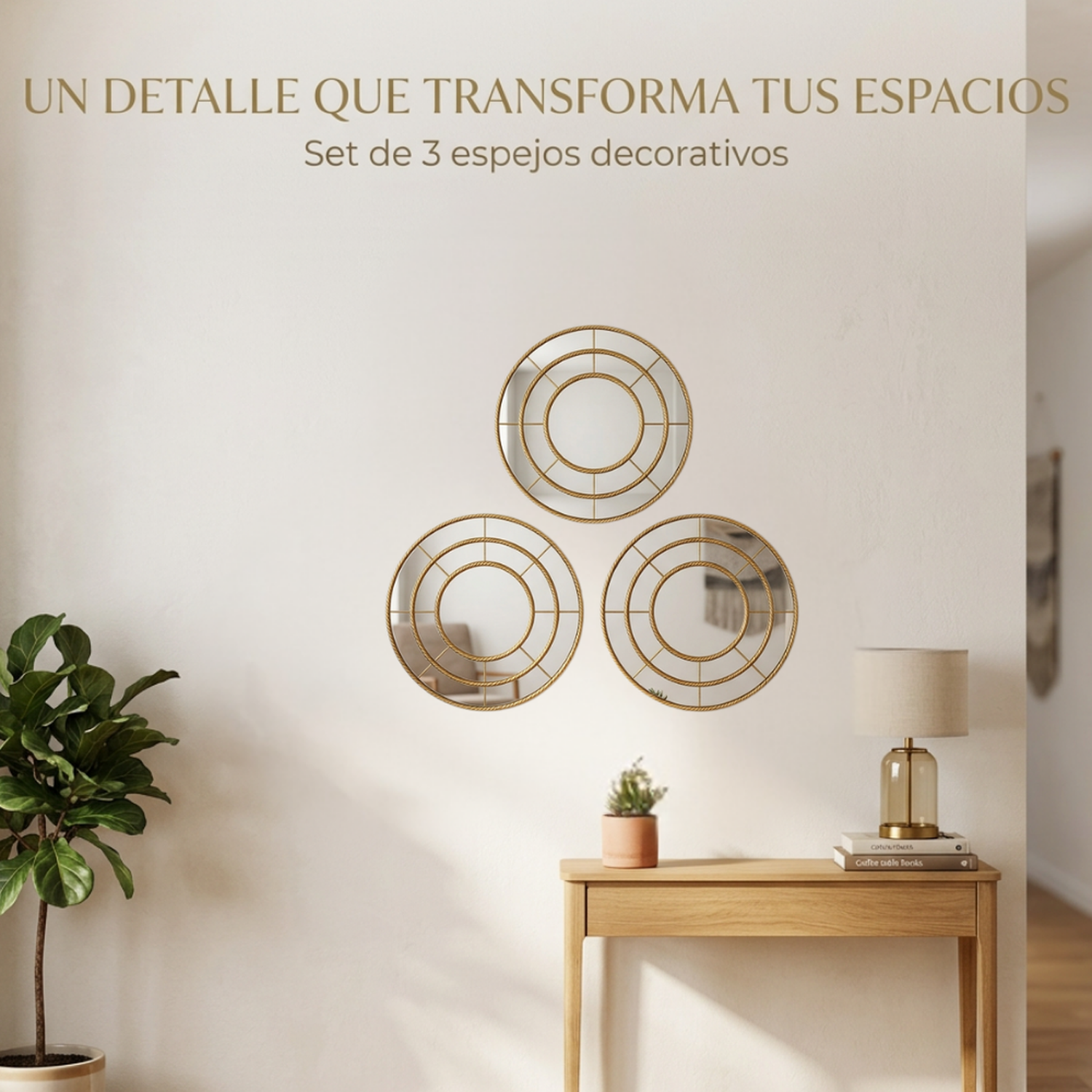 Set 3 Marcos de Espejos Redondos Modernos Decorativos Pared-3