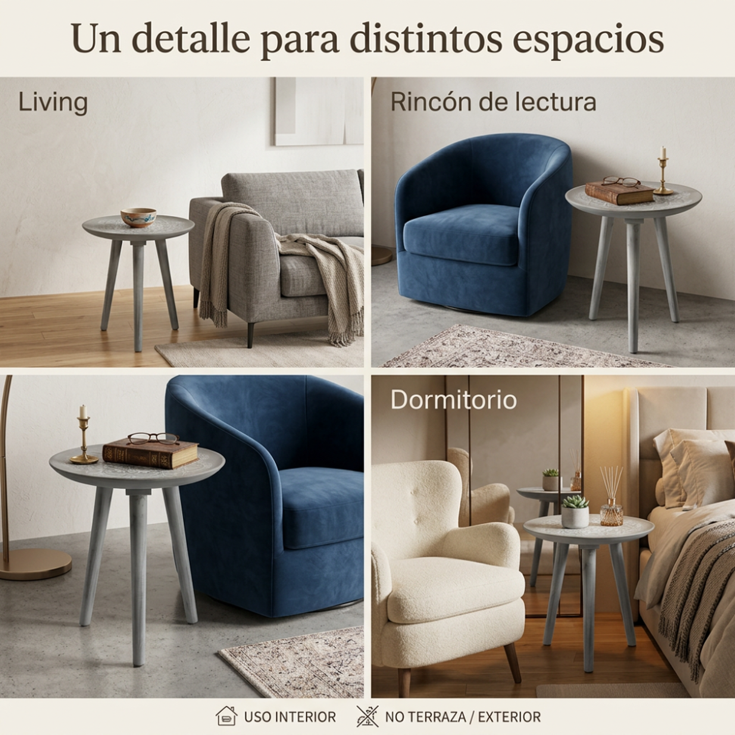Mesa De Centro Redonda Lateral Salon Mesa Diseño Mandala-3