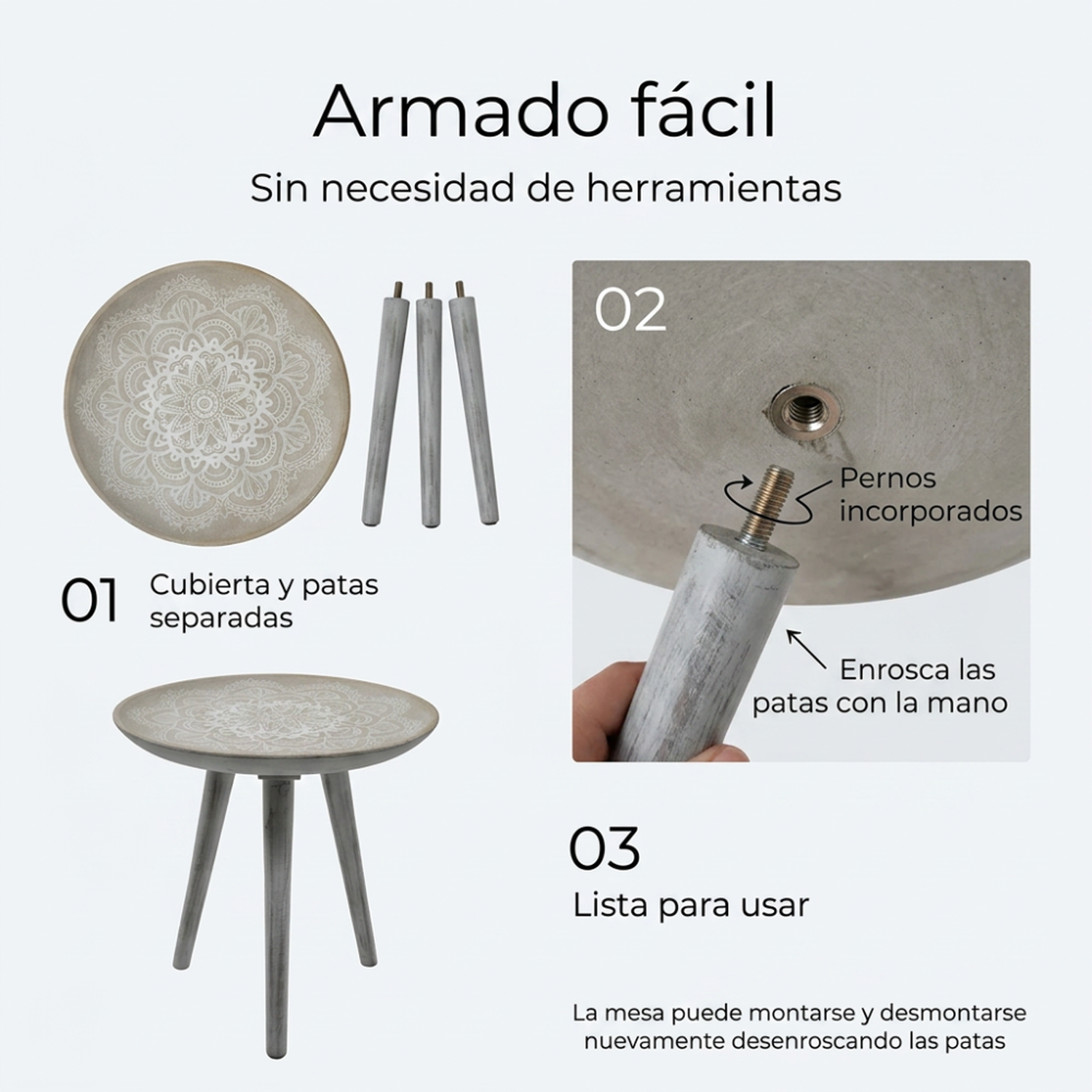Mesa De Centro Redonda Lateral Salon Mesa Diseño Mandala-4