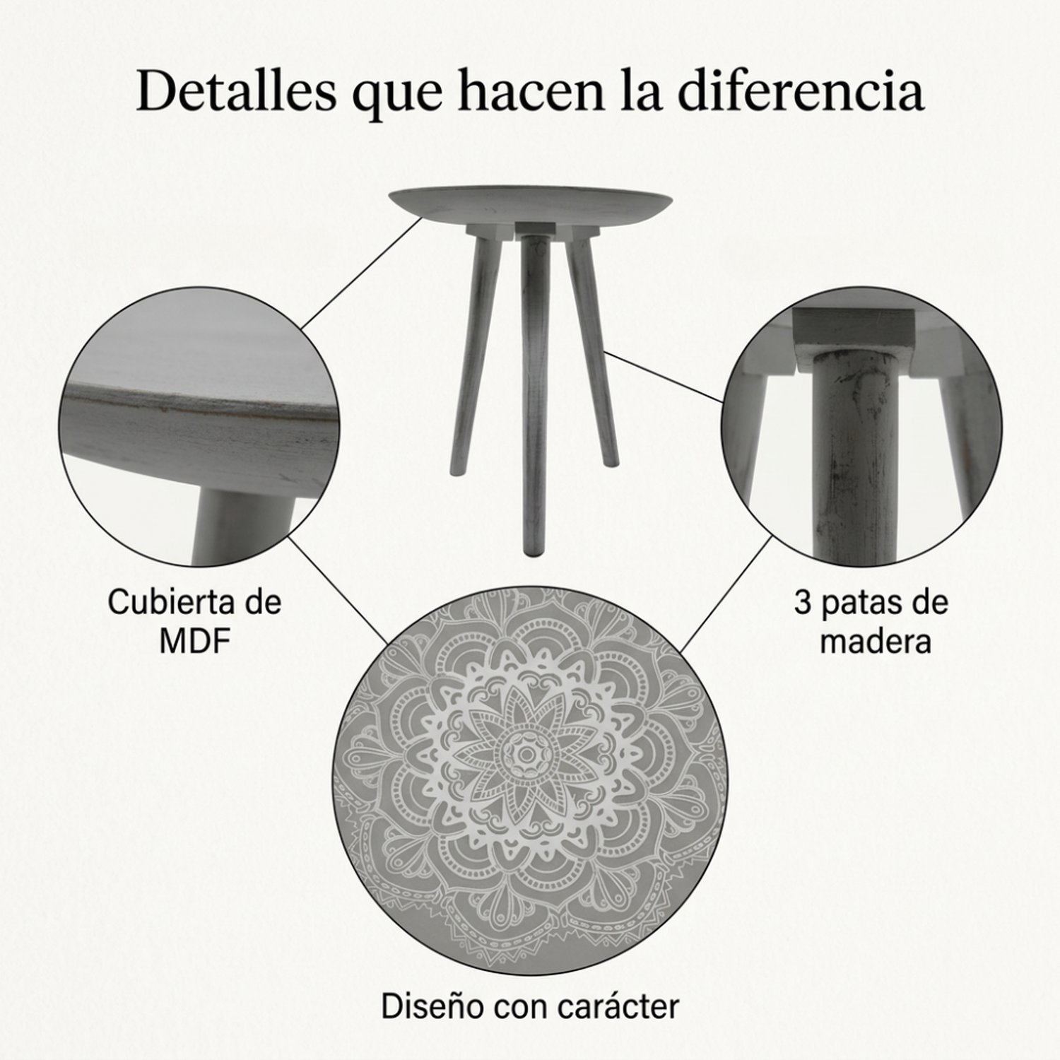 Mesa De Centro Redonda Lateral Salon Mesa Diseño Mandala-5