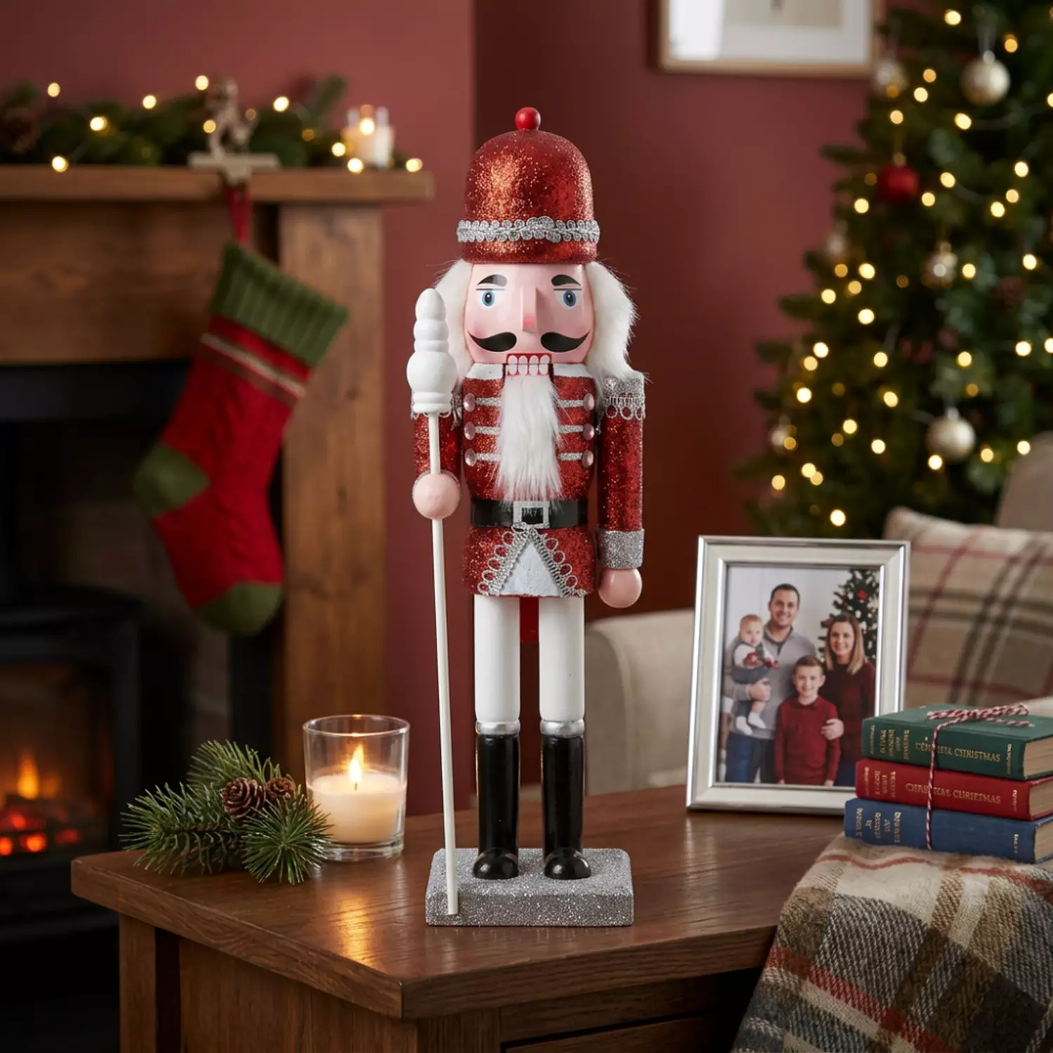 Muñeco Cascanueces Madera 38 Cm Adorno Navideño Decorativo-1