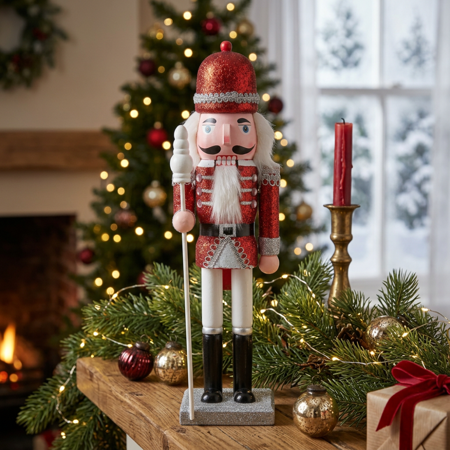 Muñeco Cascanueces Madera 38 Cm Adorno Navideño Decorativo-2