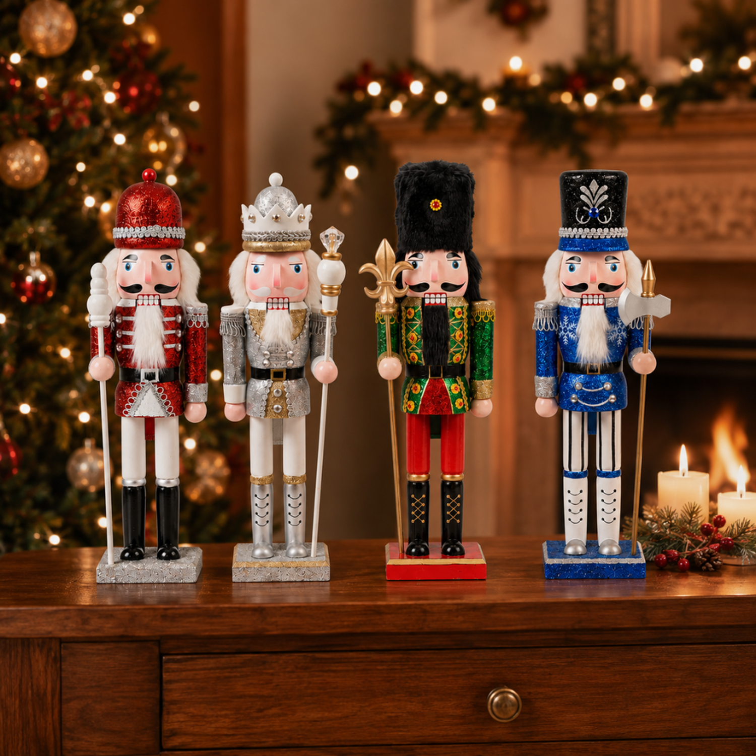 Muñeco Cascanueces Madera 38 Cm Adorno Navideño Decorativo-7