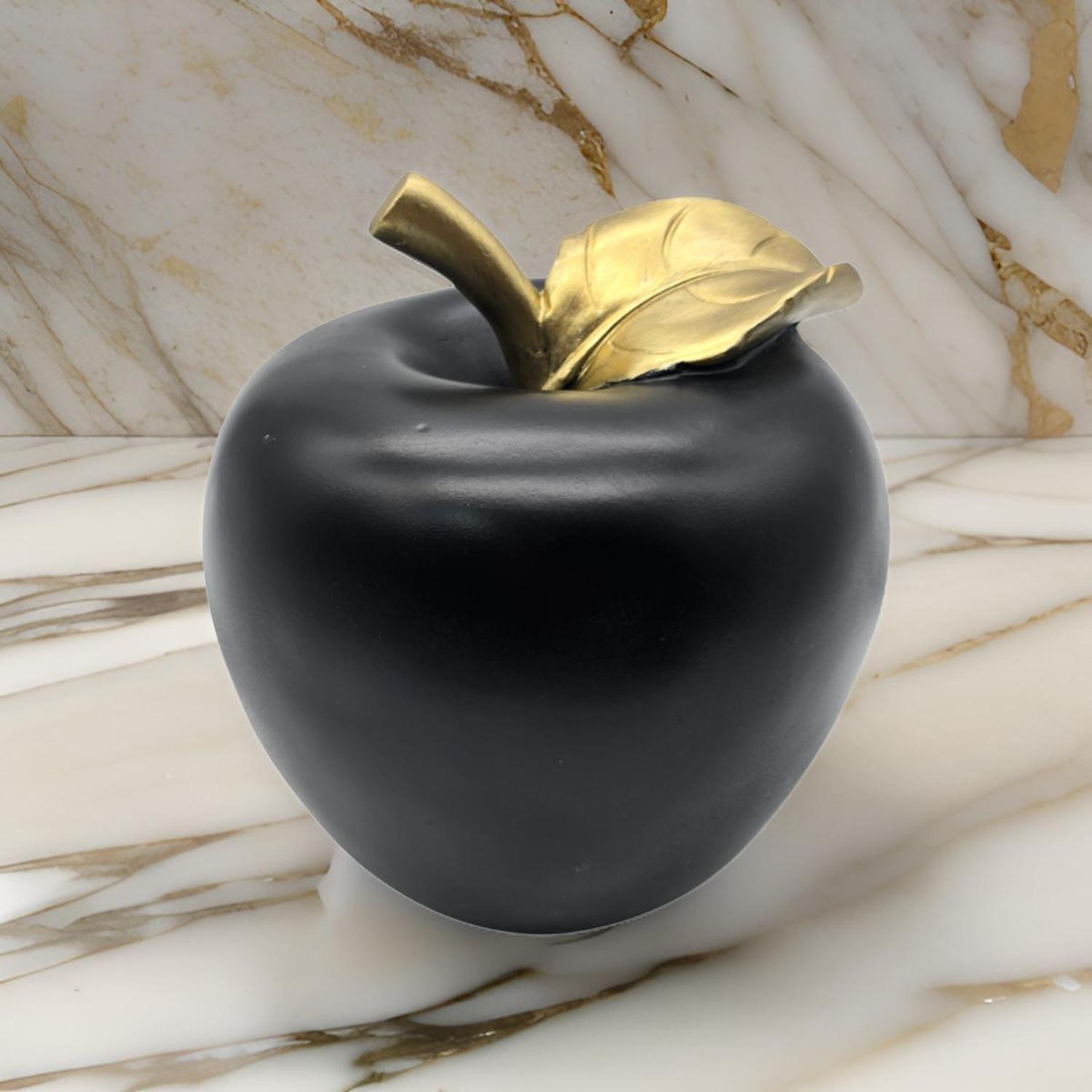 Figura Adorno De Manzana Negra Decorativa En Resina Moderna-2
