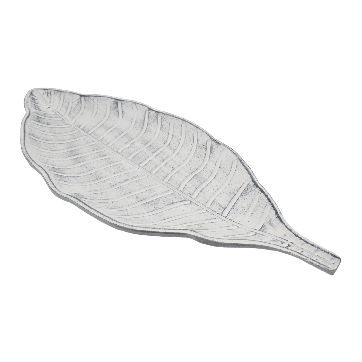 Bandeja Plato Decorativa Diseño De Hoja Blanca Con Negro-0