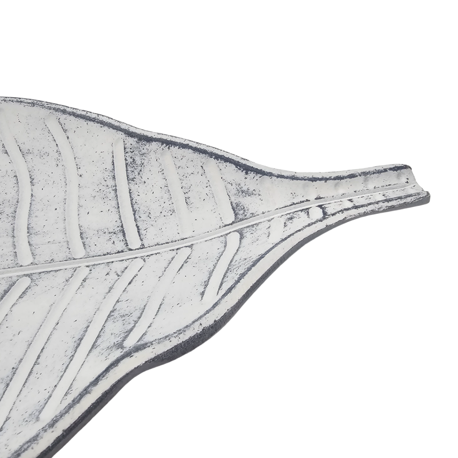 Bandeja Plato Decorativa Diseño De Hoja Blanca Con Negro-5