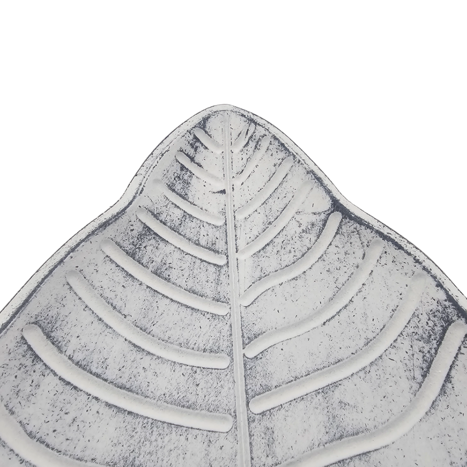 Bandeja Plato Decorativa Diseño De Hoja Blanca Con Negro-6