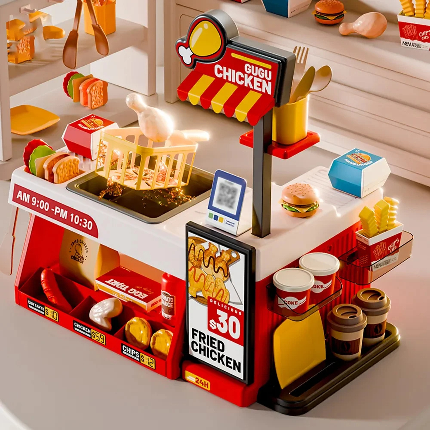 Cocina de Juguete Tienda Pollo Frito 52 Piezas Infantil-3