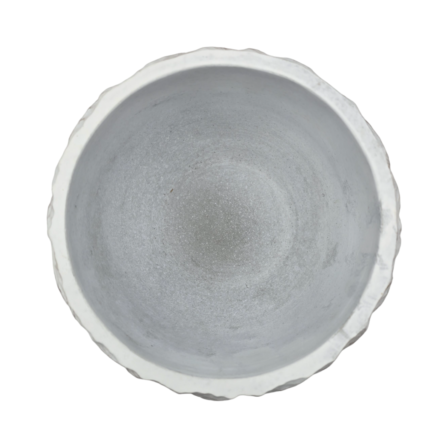 Macetero Maceta Acabado Cemento Relieve Hojas Blanco S-4