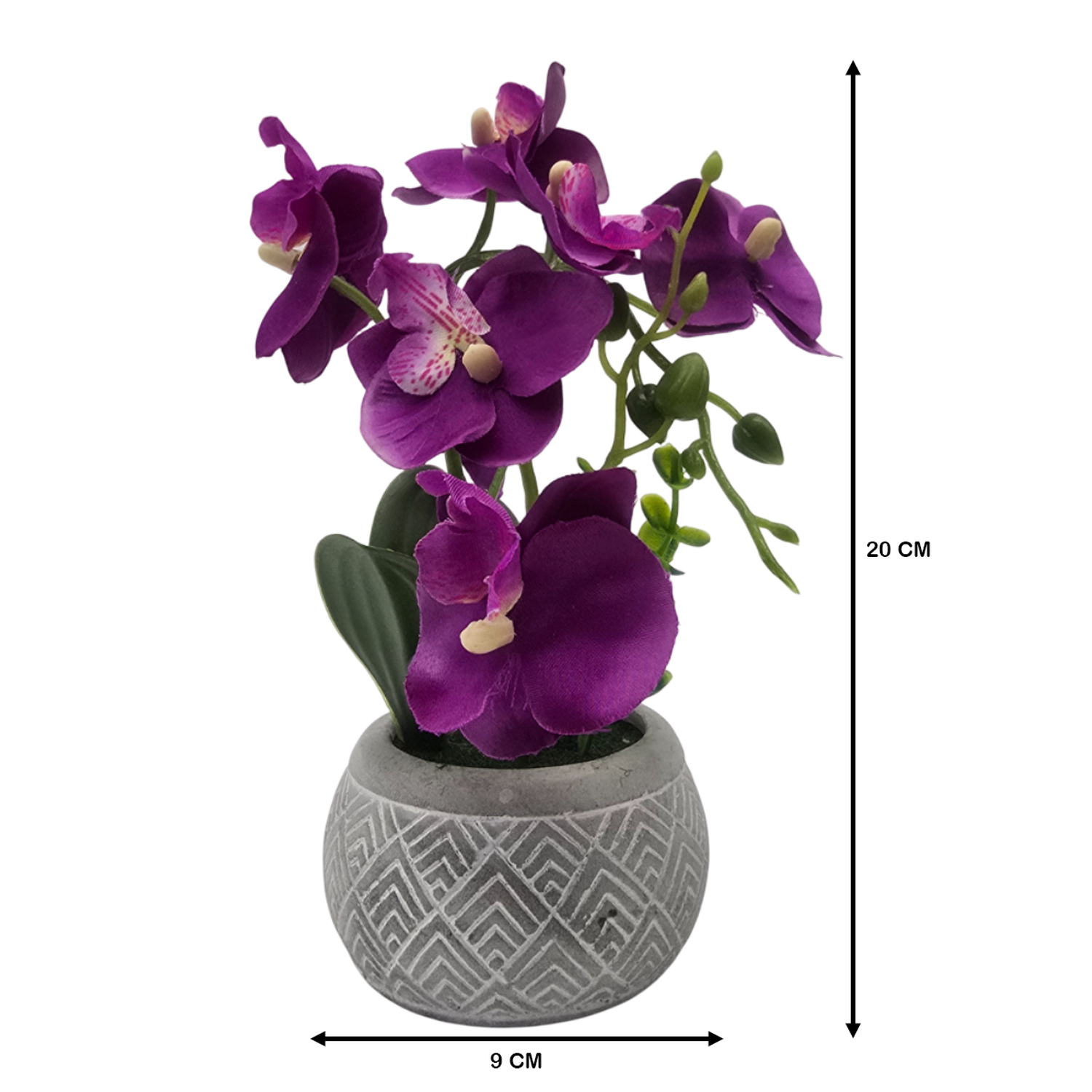 Planta Artificial Orquidea Pequeña Macetero De Cemento-3