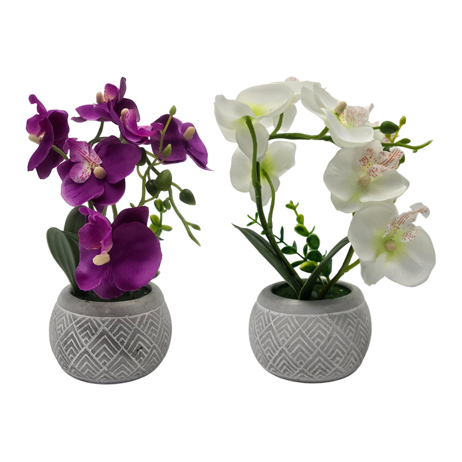 Planta Artificial Orquidea Pequeña Macetero De Cemento-4