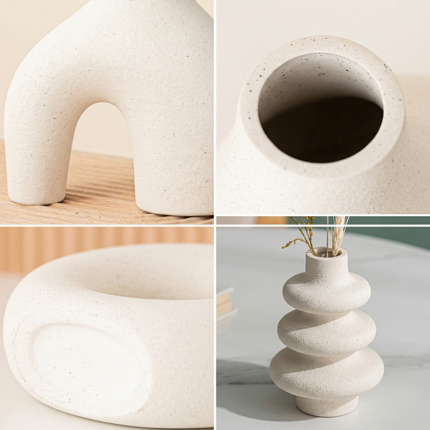 Set 3 Floreros de Ceramica Decorativos Estilo Nordico Hogar-3
