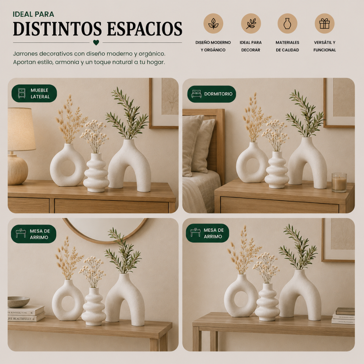 Set 3 Floreros de Ceramica Decorativos Estilo Nordico Hogar-8