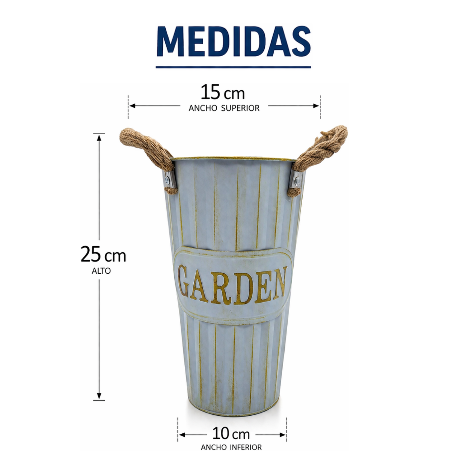 Set 2 Macetero Metalico Decorativo Celeste Tipo Florero S-7