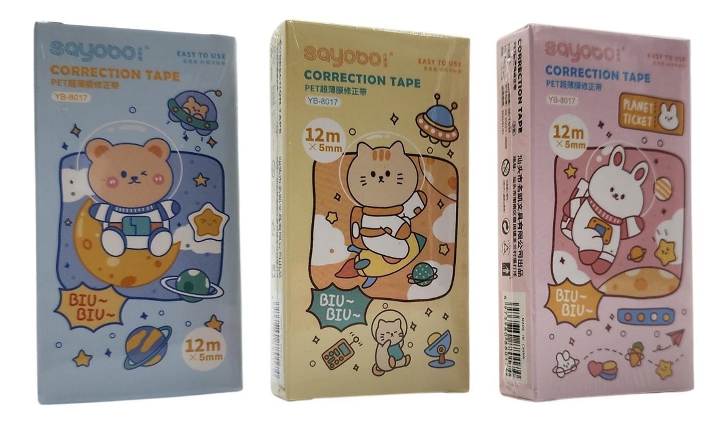 Corrector Cinta Diseño Kawaii Cute Varios Colores 12 Metros-2