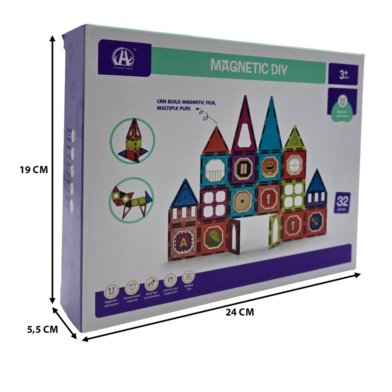 Set De Construccion Magnetico Piezas Magneticas 32 Piezas-2