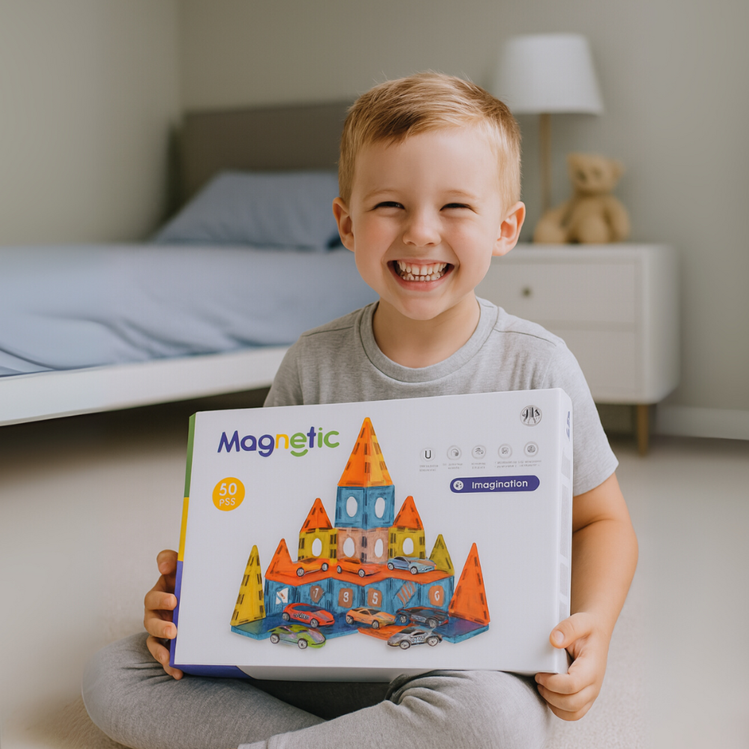 Juego Bloques Magneticos Construccion 50 Piezas Educativo-3