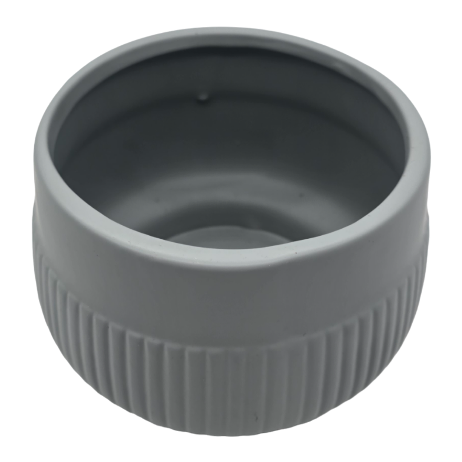 Set 3 Macetero Maceta Acabado Mate Gris Con Lineas Relieve-3