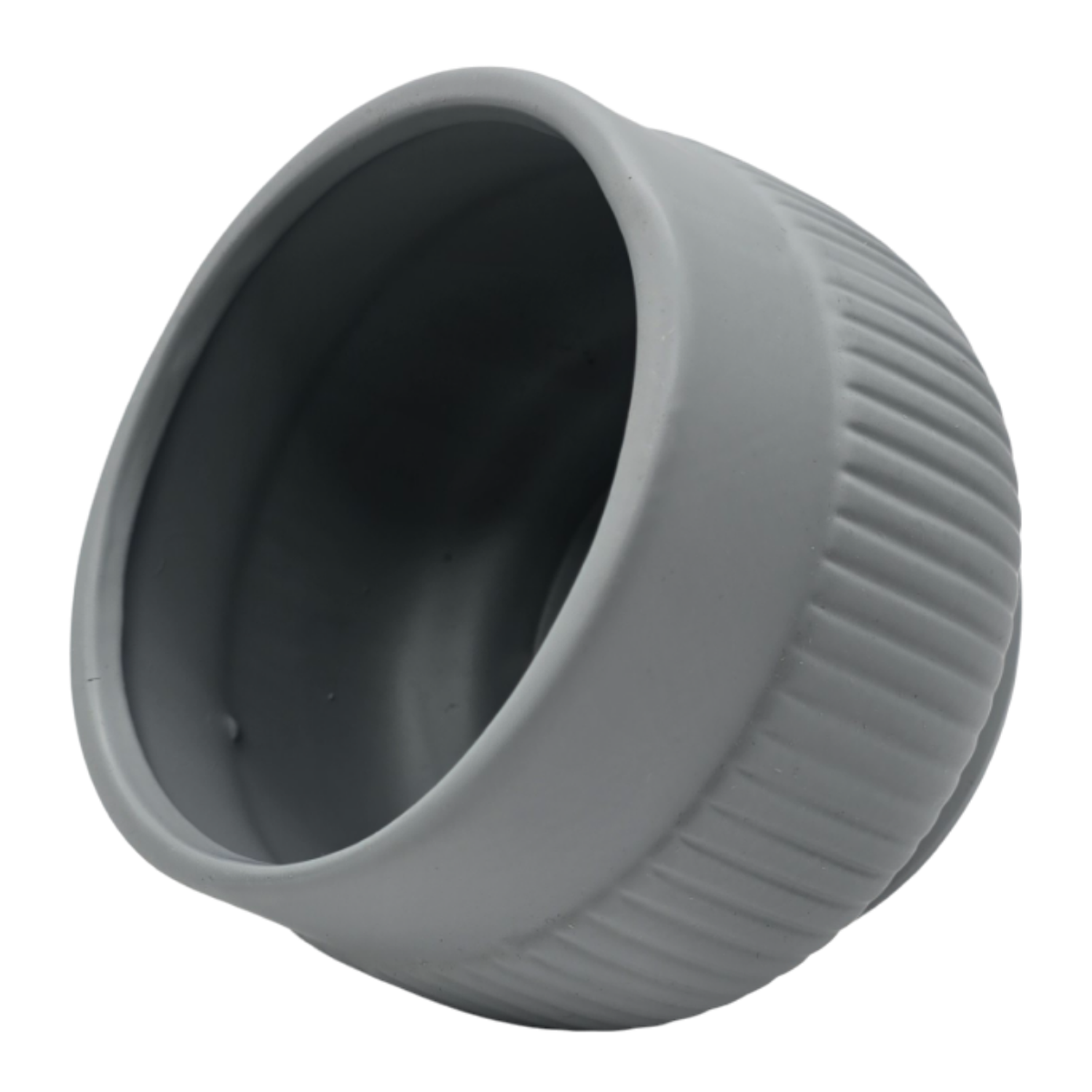 Set 3 Macetero Maceta Acabado Mate Gris Con Lineas Relieve-4