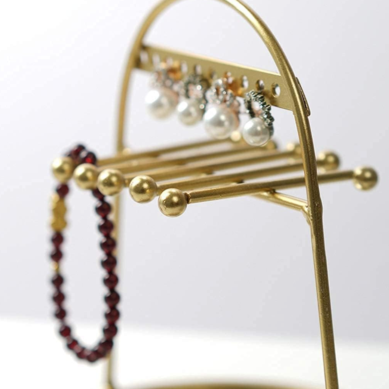 Espejo De Conejo Soporte Organizador Joyas Nordico Dorado-2