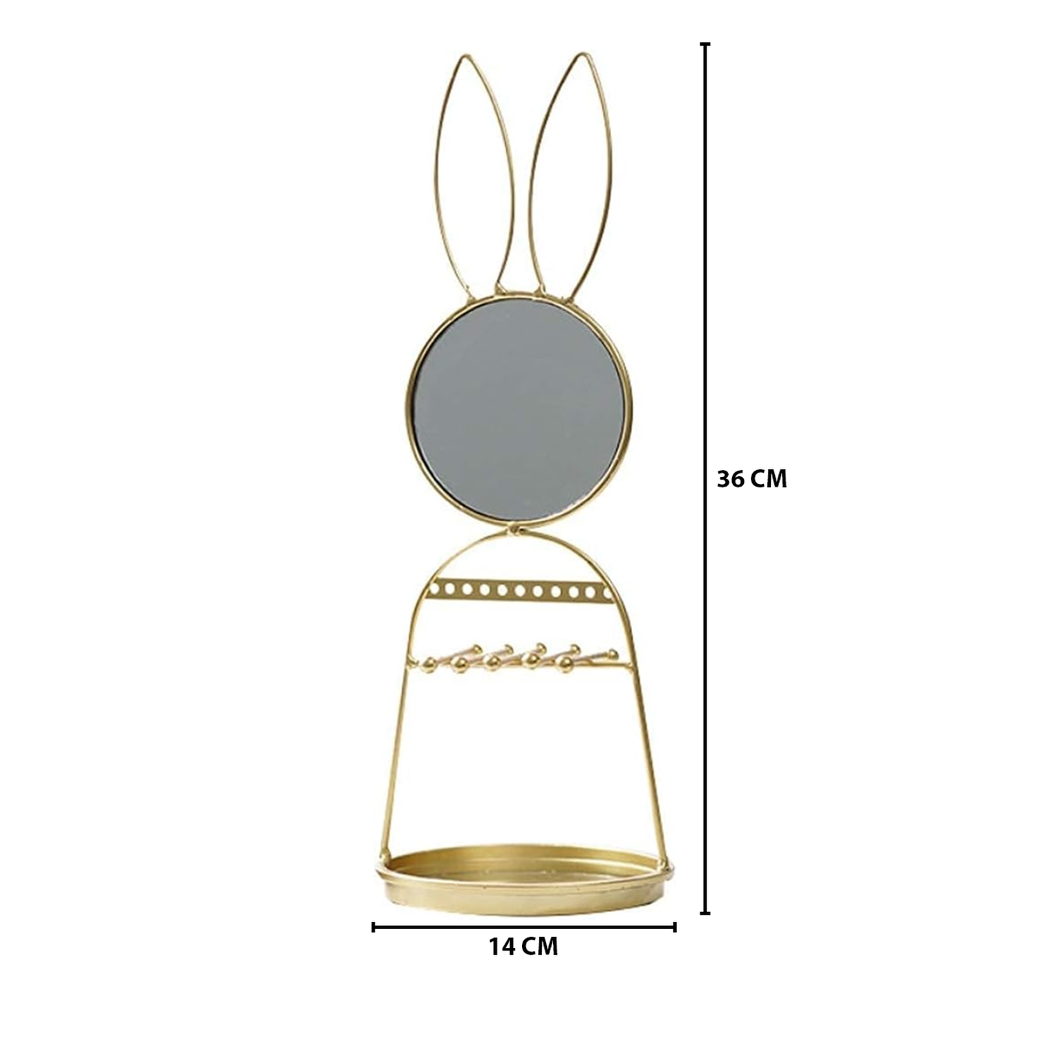 Espejo De Conejo Soporte Organizador Joyas Nordico Dorado-5